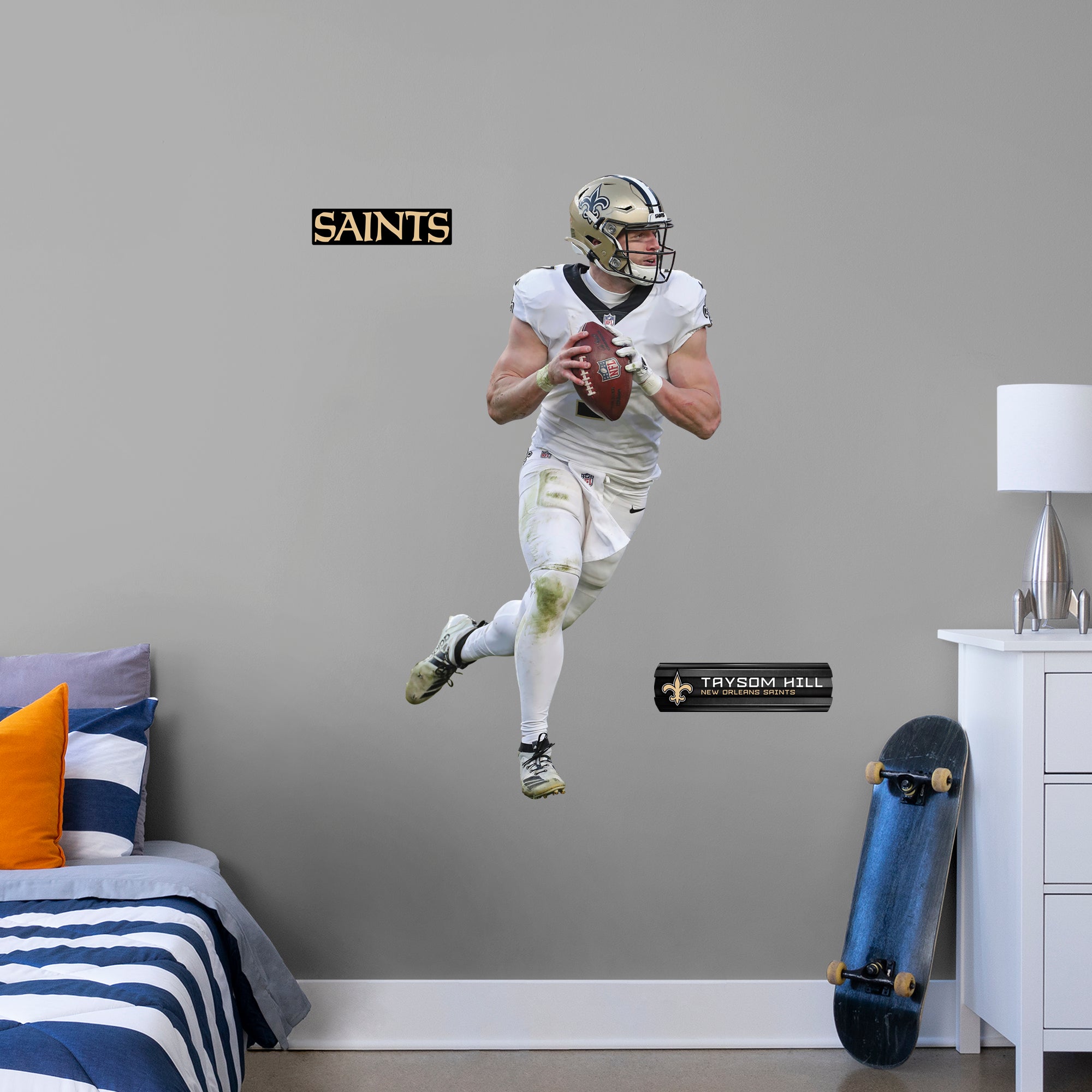 Taysom Hill 2021 - Officially Licensed NFL Removable Wall Decal Giant Athlete + 2 Decals (26"W x 51"H) by Fathead | Vinyl