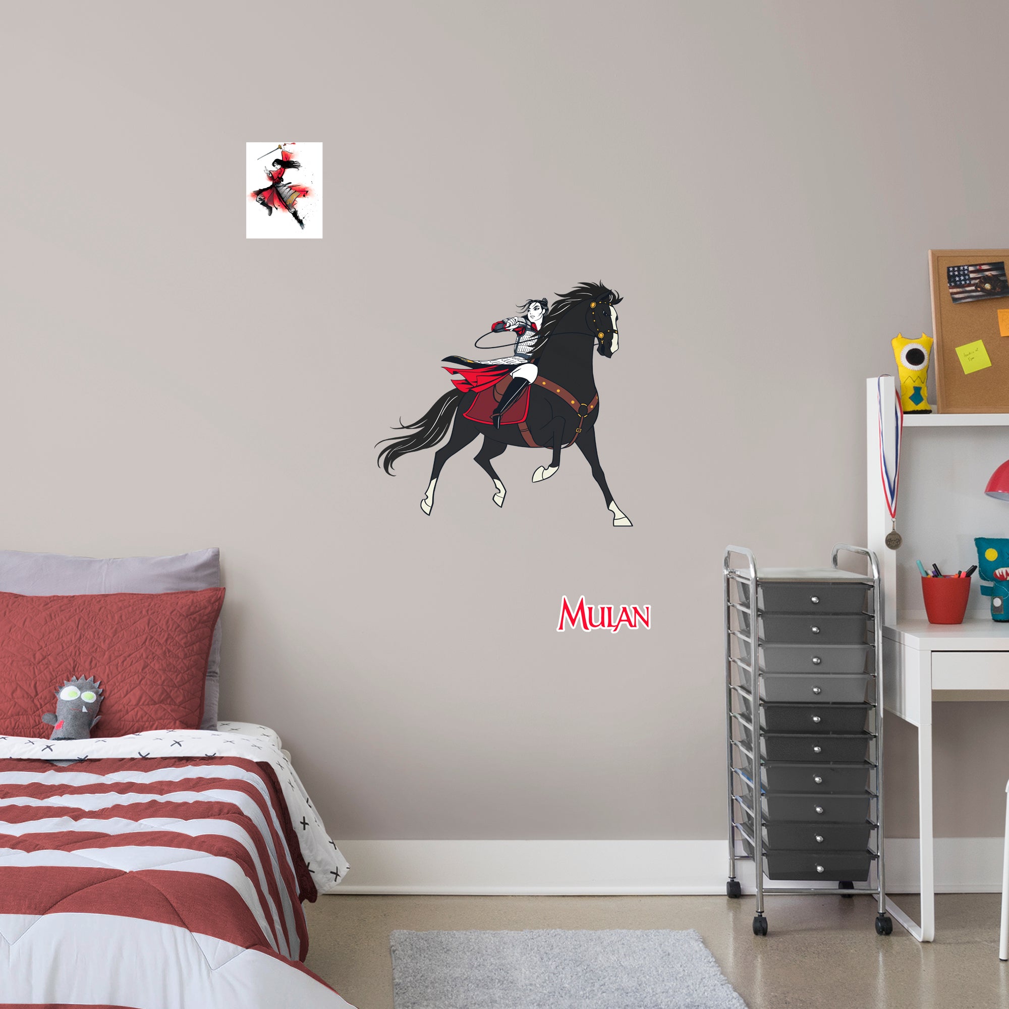 Mulan (Warrior) & Black Wind - In Action-Officially Licensed Disney Removable Wall Decal XL by Fathead | Vinyl