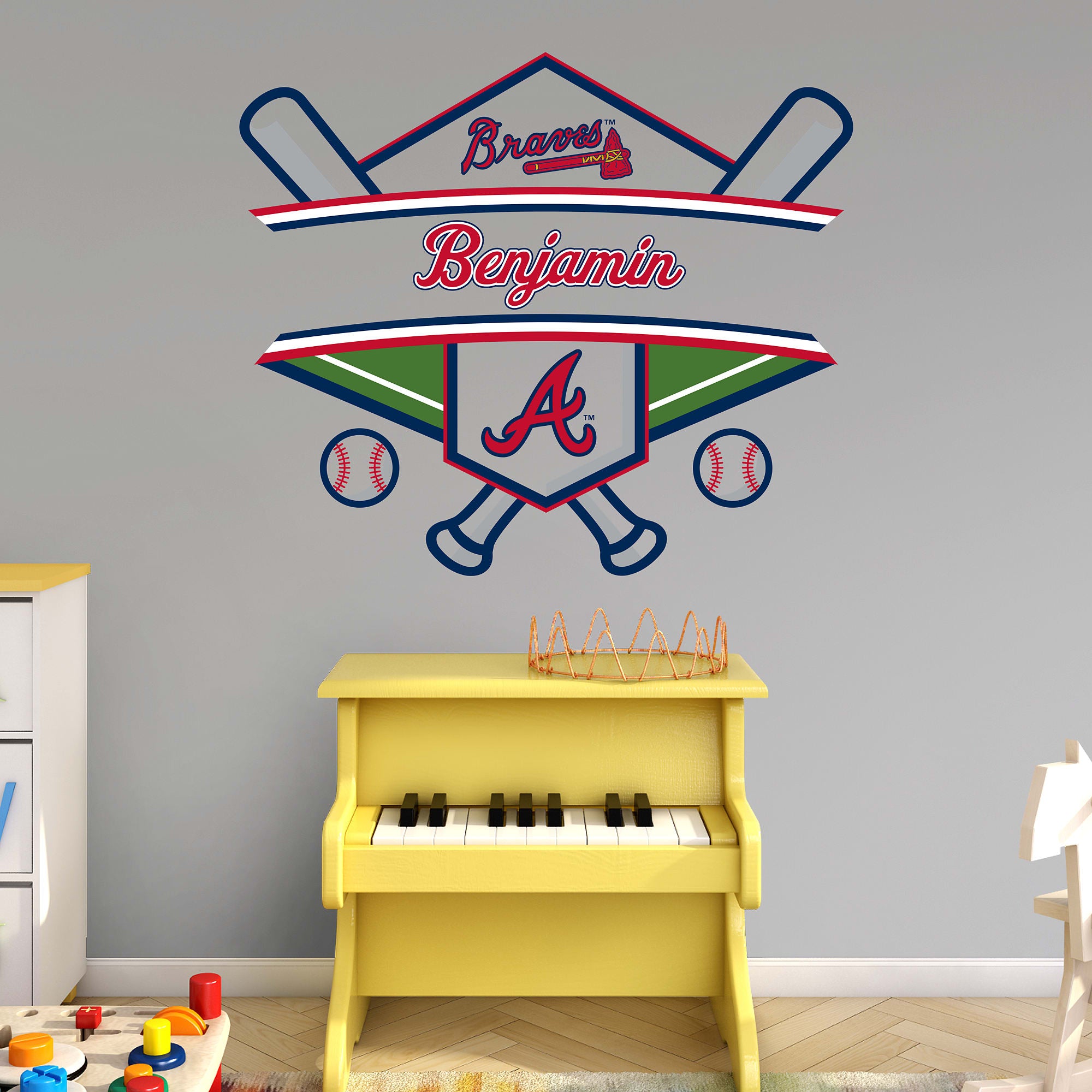 Atlanta Braves: Personalized Name - Officially Licensed MLB Transfer Decal 45.0"W x 39.0"H by Fathead | Vinyl