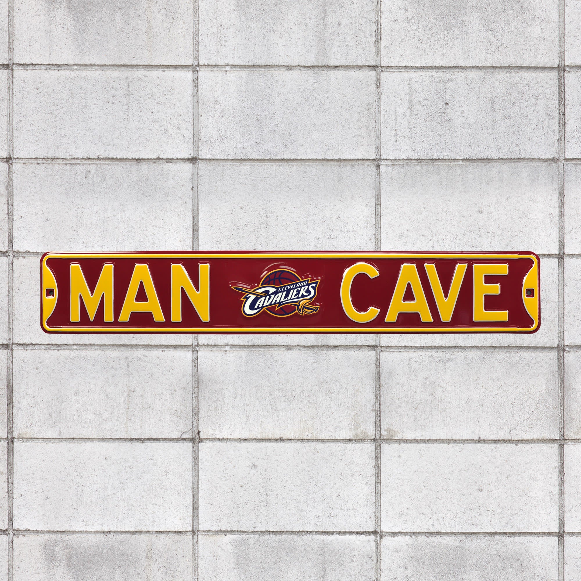 Cleveland Cavaliers: Man Cave - Officially Licensed NBA Metal Street Sign 36.0"W x 6.0"H by Fathead | 100% Steel