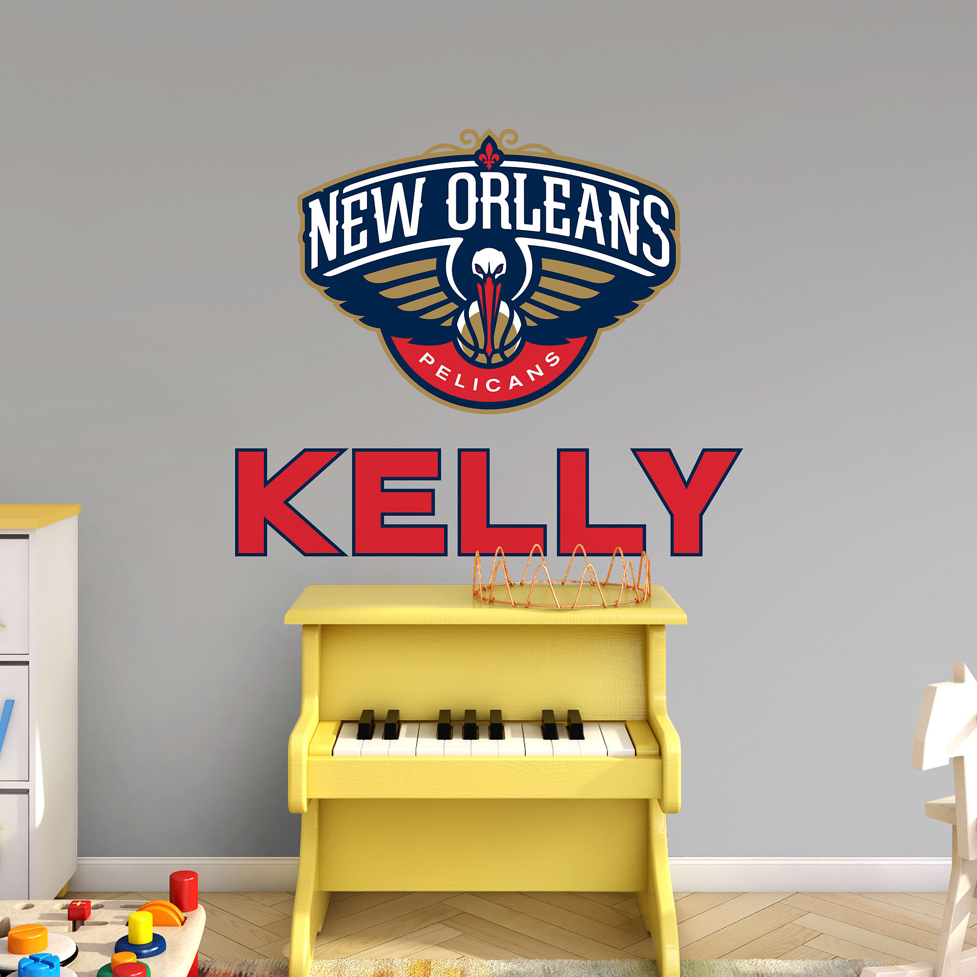 New Orleans Pelicans: Stacked Personalized Name - Officially Licensed NBA Transfer Decal in Red (52"W x 39.5"H) by Fathead | Vin