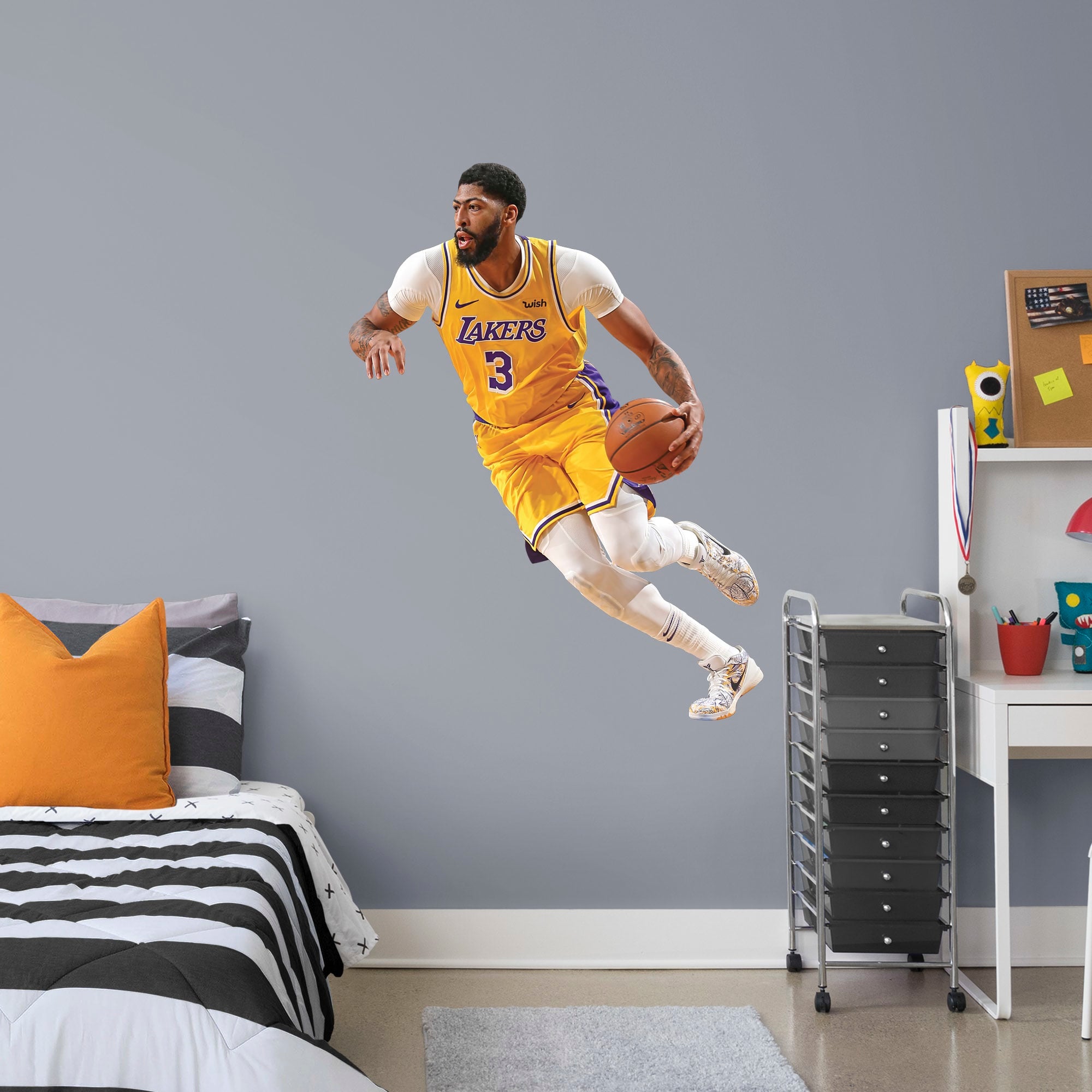 Anthony Davis for Los Angeles Lakers: Icon Jersey - Officially Licensed NBA Removable Wall Decal Giant Athlete + 2 Decals (32.5"