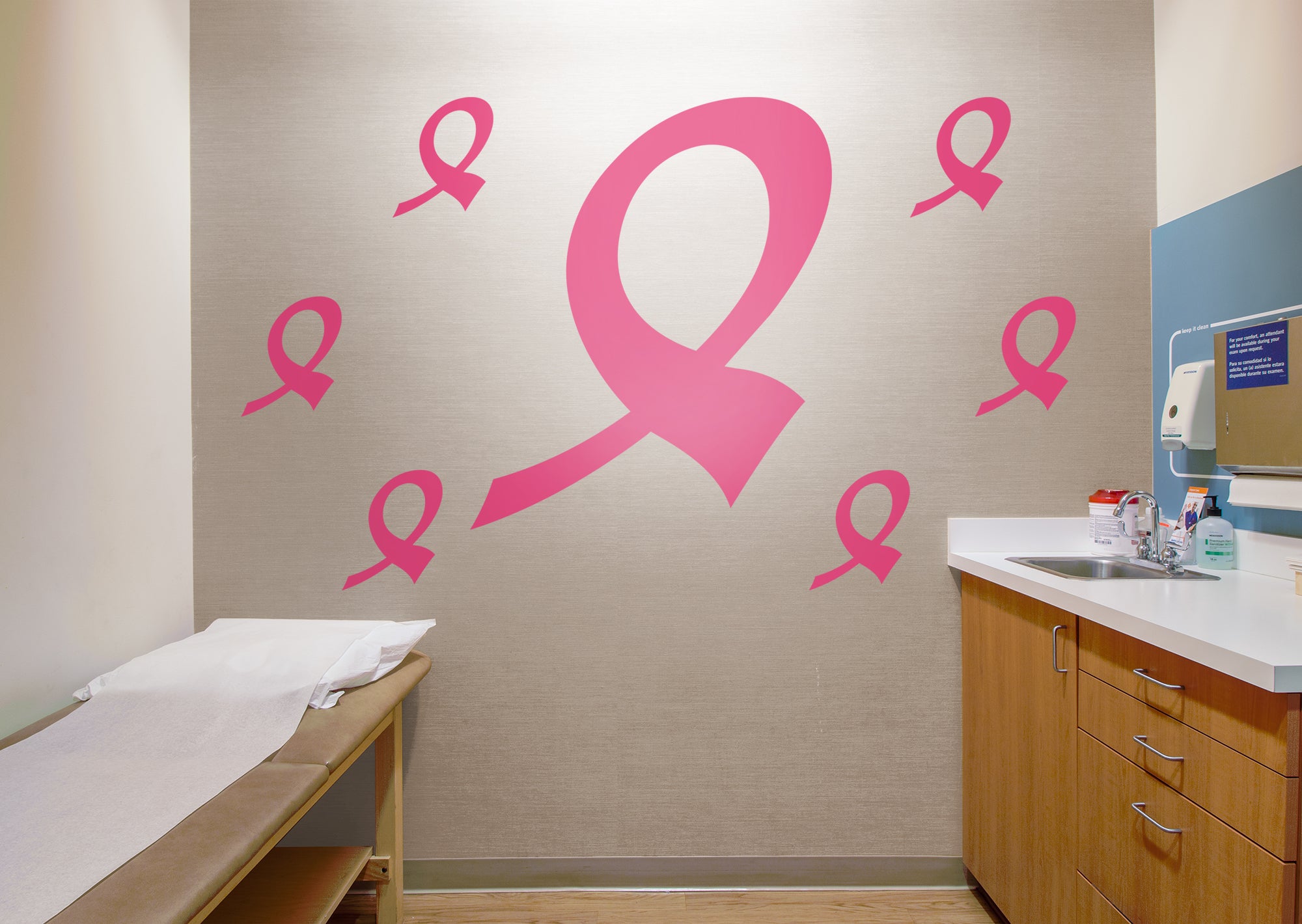 Colors of Cancer Ribbons: American Cancer Society Removable Wall Decal Giant Breast Cancer Ribbon + 6 Decals (35"W x 42"H) by Fa