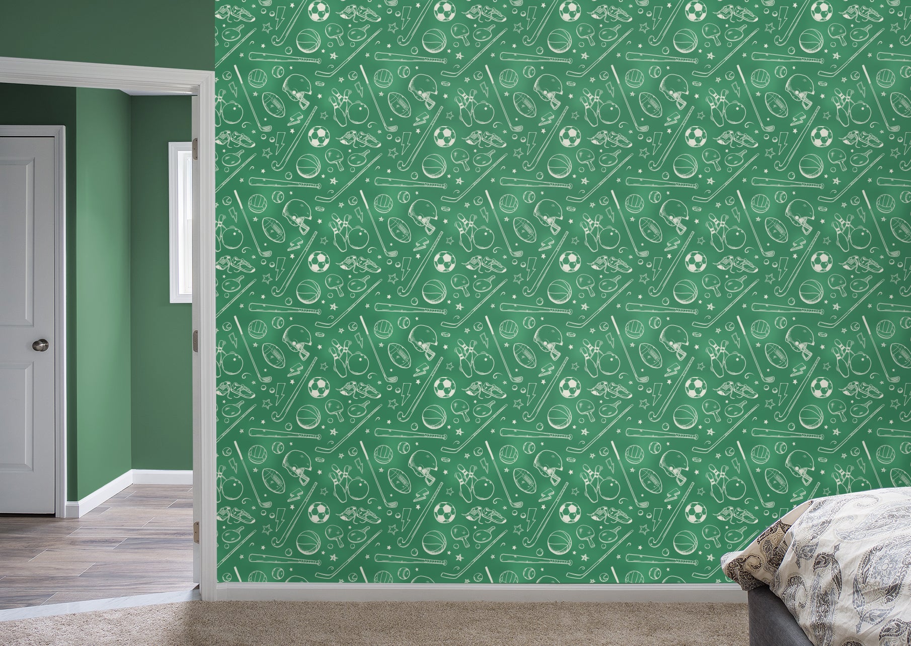 Master of Sports for Sports & Activities - Green for Sports & Activities - Peel & Stick Wallpaper 24" x 10.5 (21 sf) by Fathead