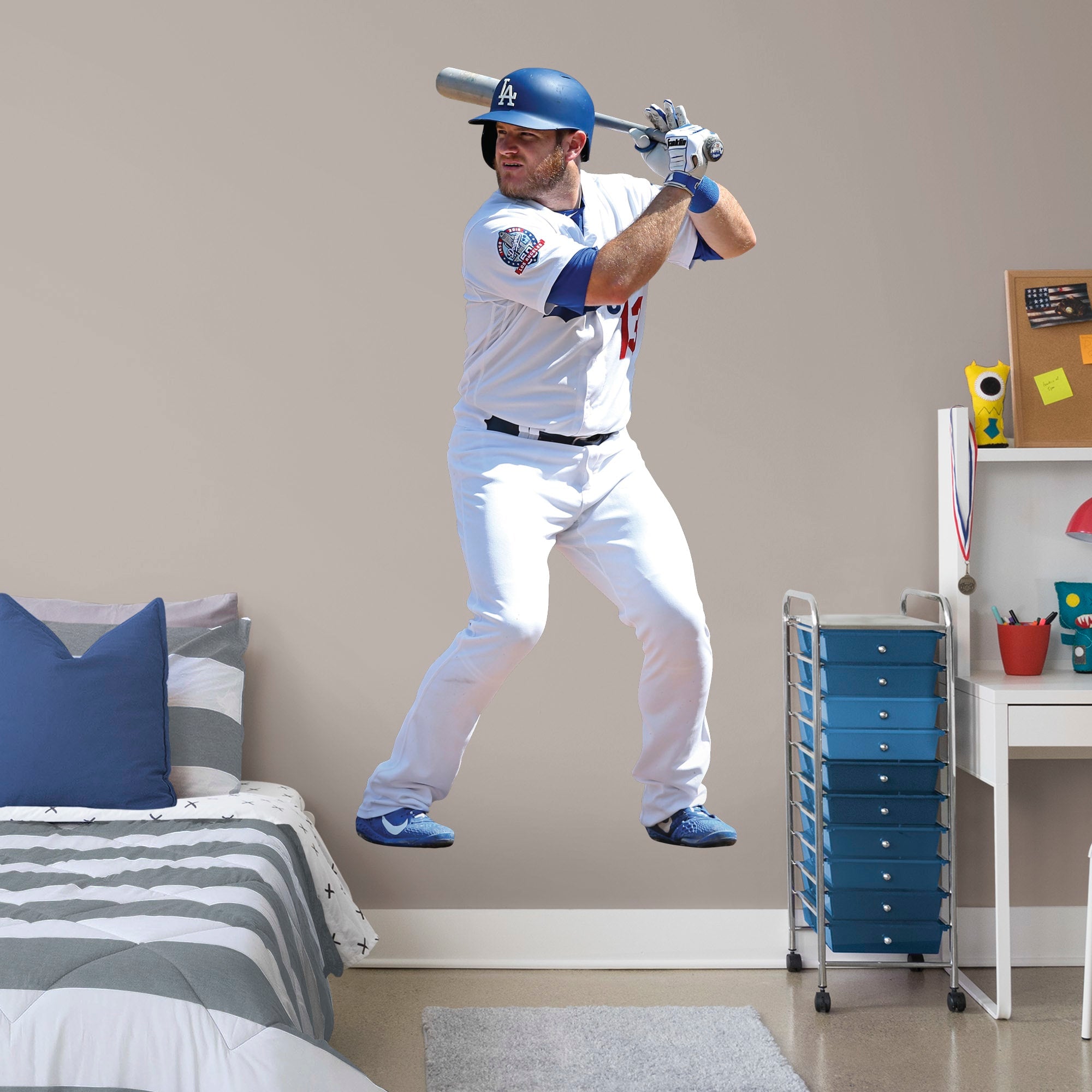 Max Muncy for Los Angeles Dodgers - Officially Licensed MLB Removable Wall Decal Life-Size Athlete + 2 Decals (51"W x 77"H) by F