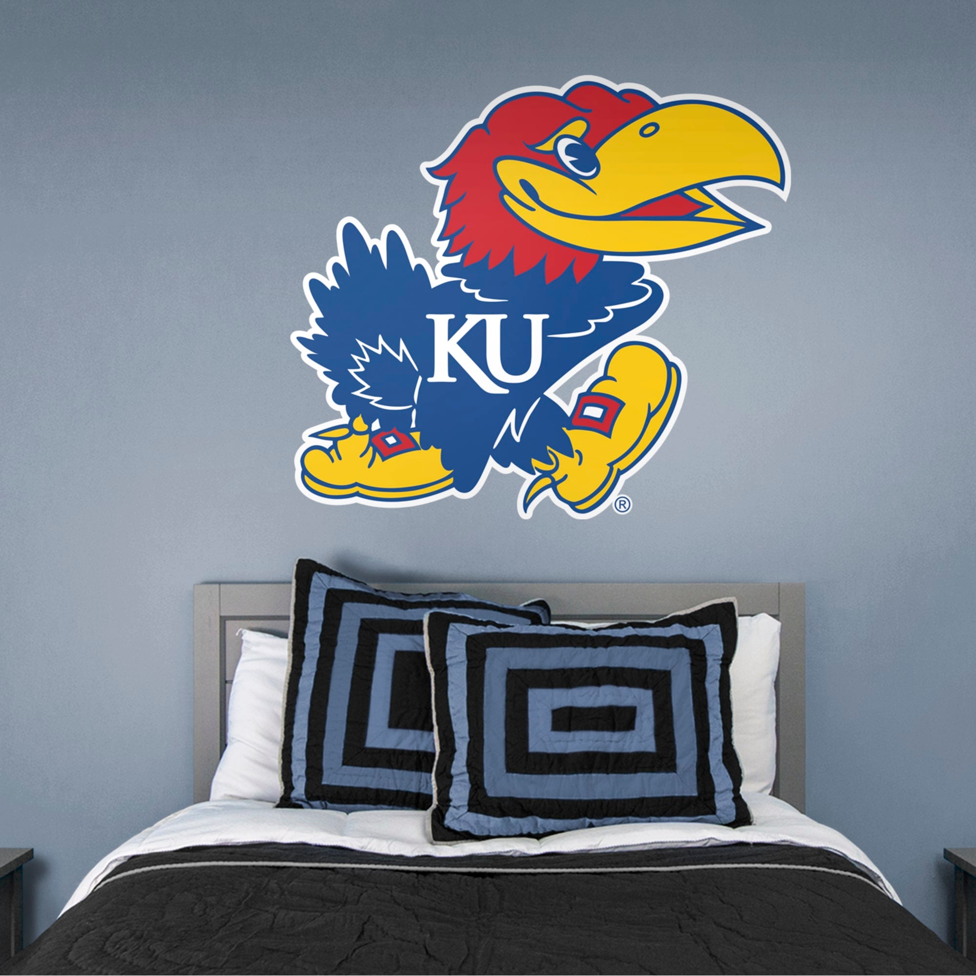 Kansas Jayhawks: Logo - Officially Licensed Removable Wall Decal 43.0"W x 39.0"H by Fathead | Vinyl
