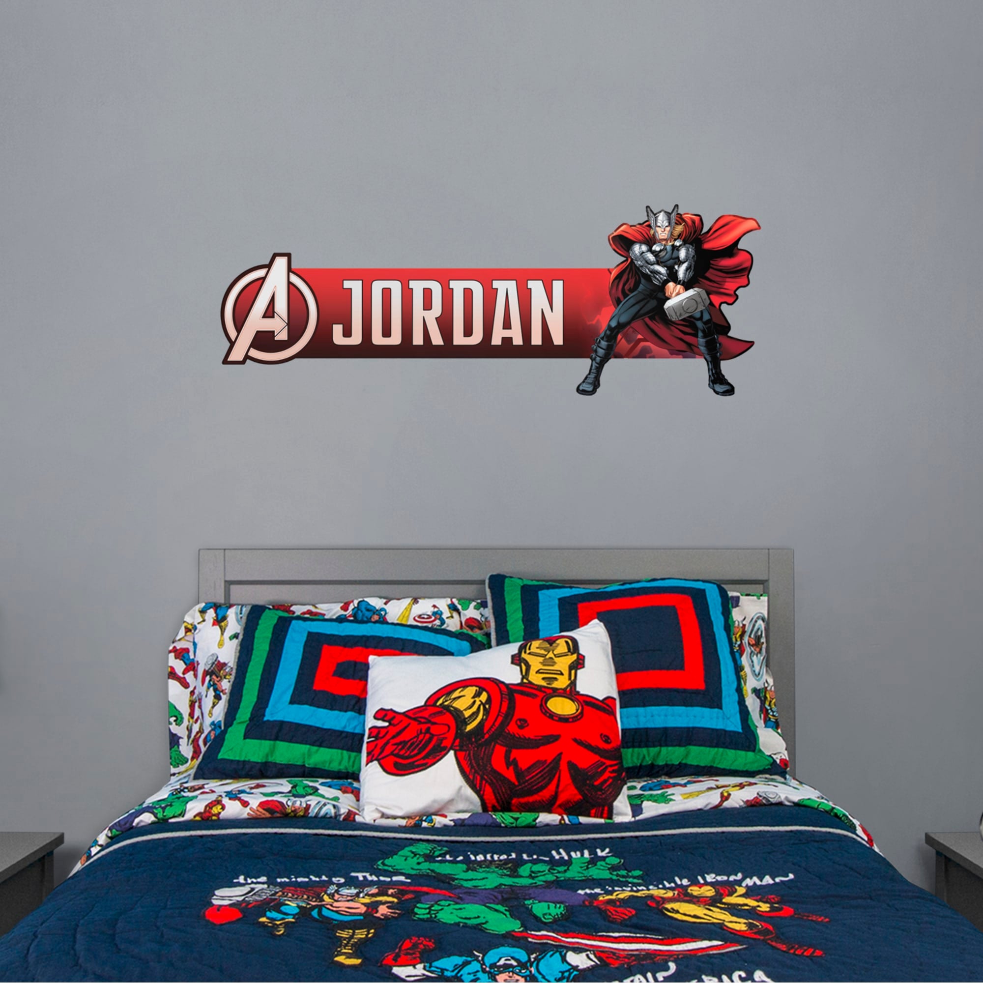 Thor: Personalized Name - Officially Licensed Removable Wall Decal 52.0"W x 39.5"H by Fathead | Vinyl