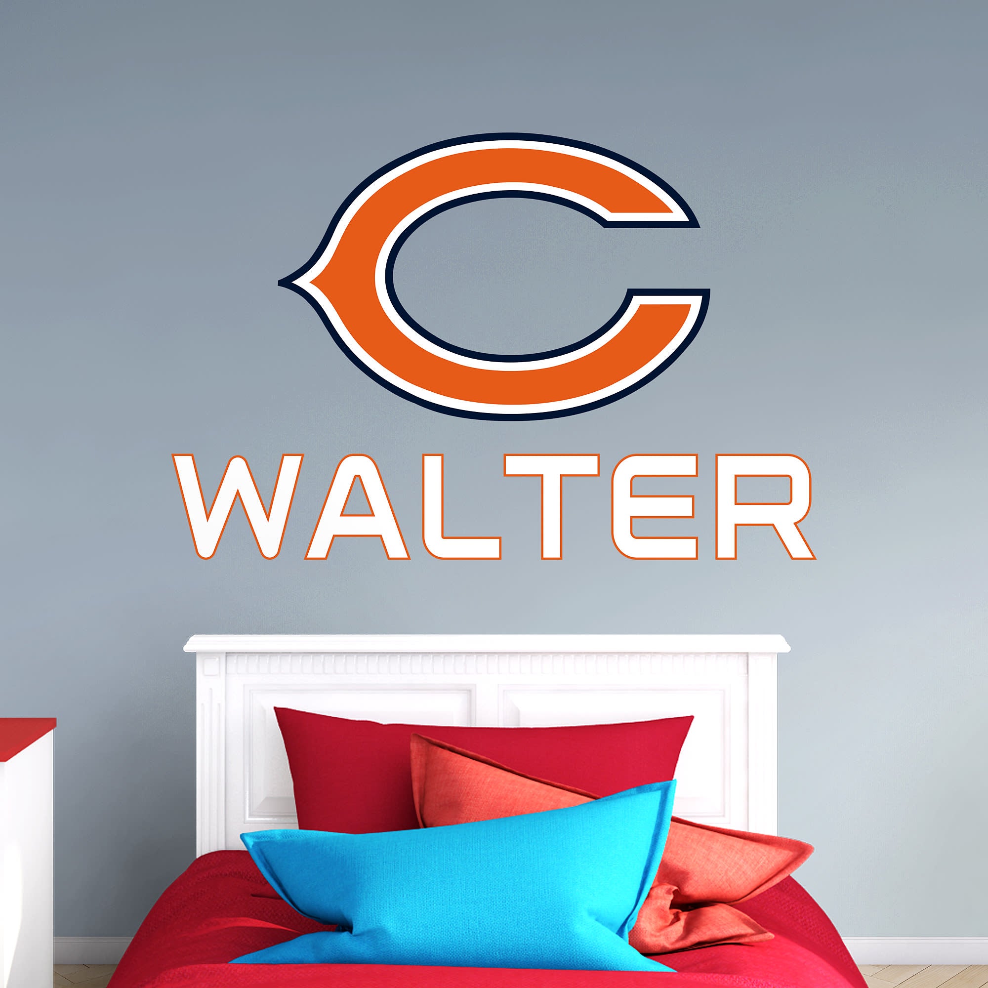 Chicago Bears: "C" Stacked Personalized Name - Officially Licensed NFL Transfer Decal in White (52"W x 39.5"H) by Fathead | Viny