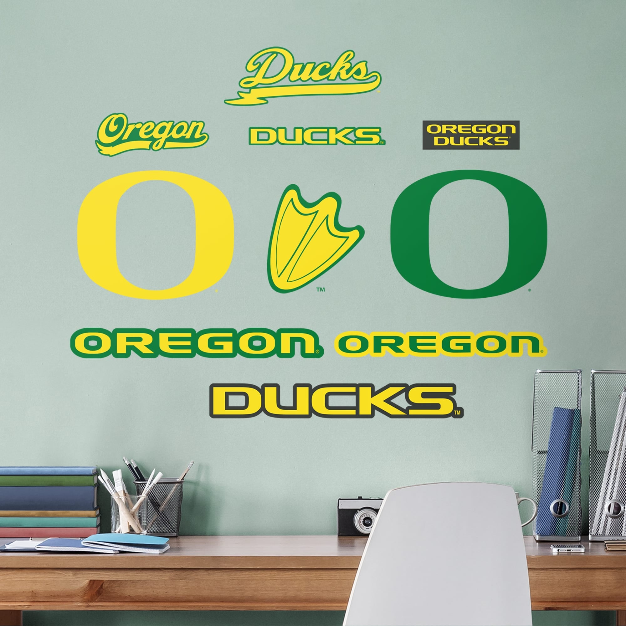 Oregon Ducks: Logo Assortment - Officially Licensed Removable Wall Decals 15.0"W x 12.0"H by Fathead | Vinyl
