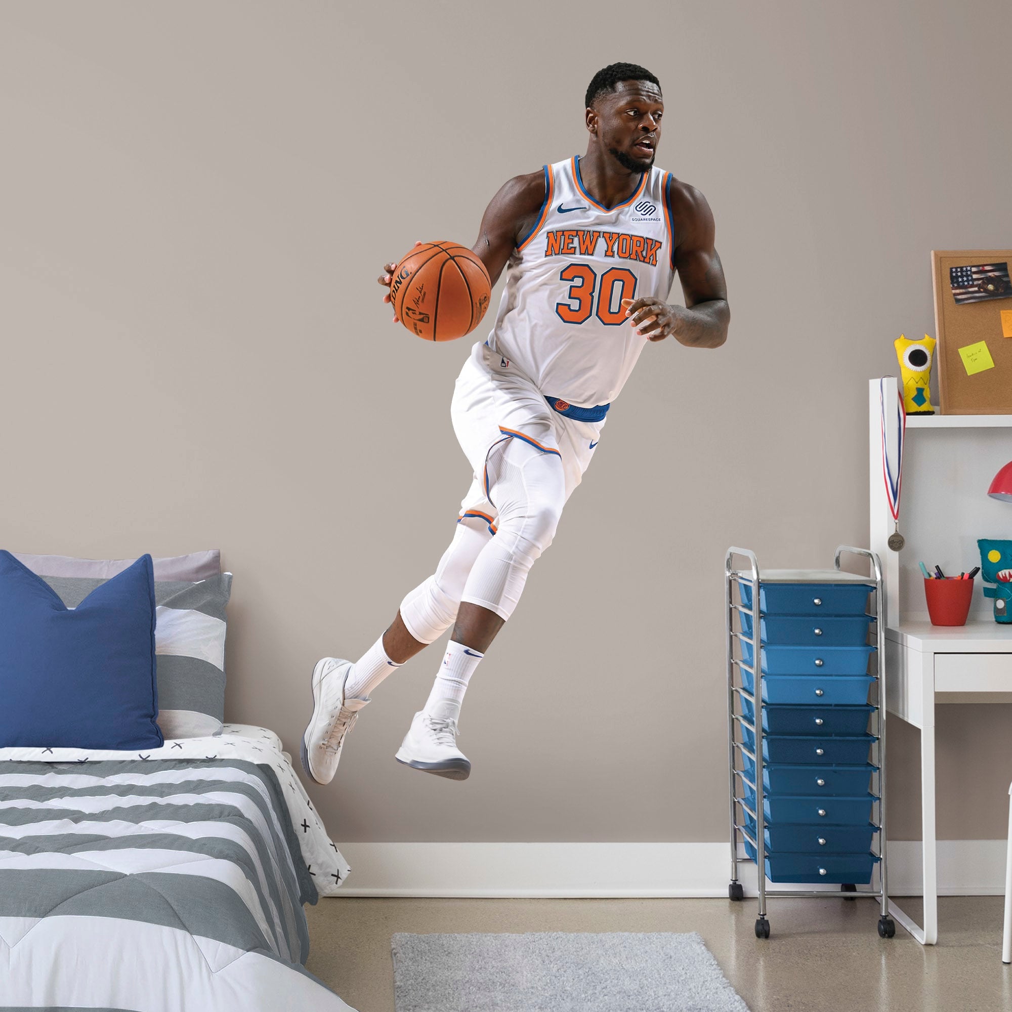 Julius Randle for New York Knicks - Officially Licensed NBA Removable Wall Decal Life-Size Athlete + 2 Decals (46"W x 78"H) by F