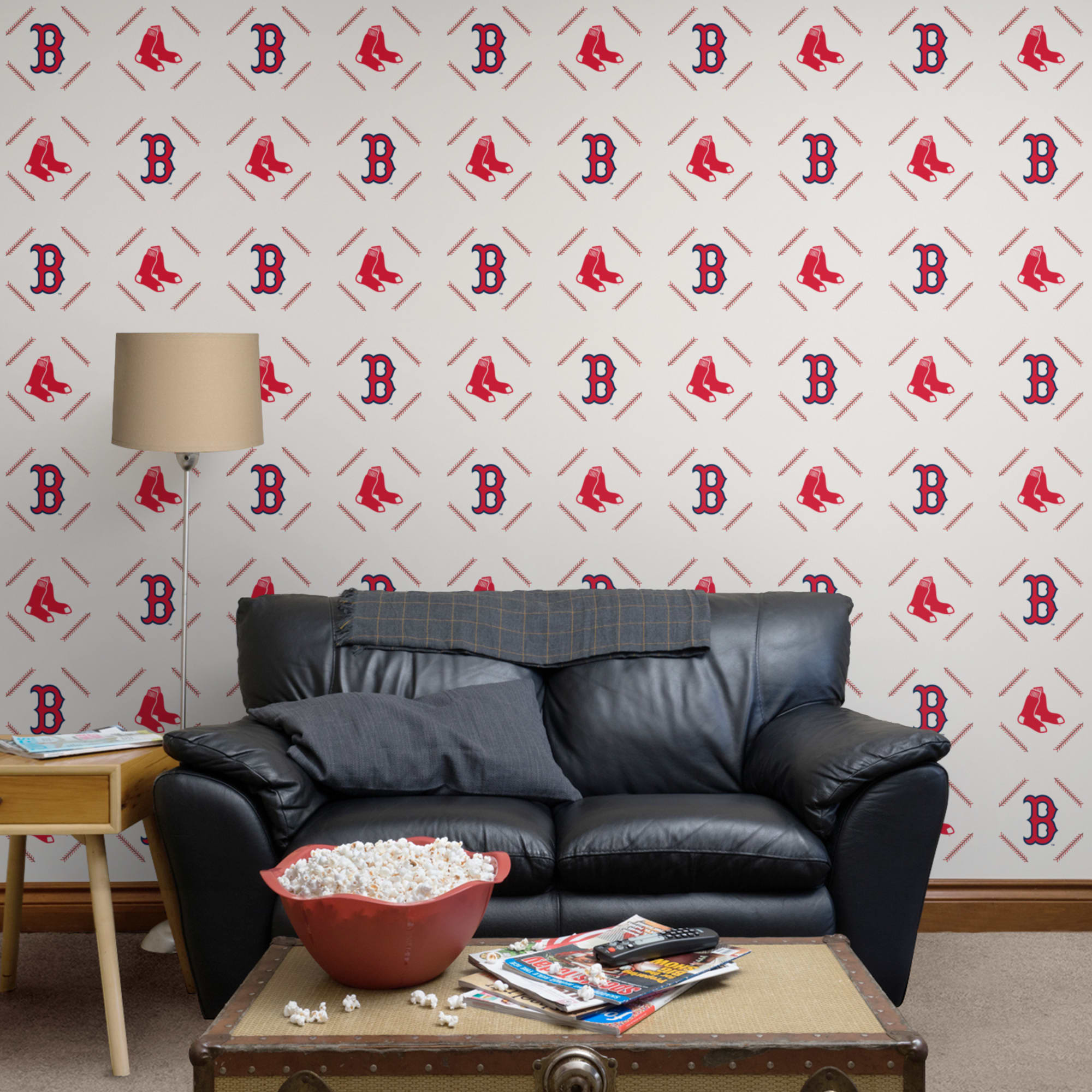 Boston Red Sox: Stitch Pattern - Officially Licensed Removable Wallpaper 12" x 12" Sample by Fathead