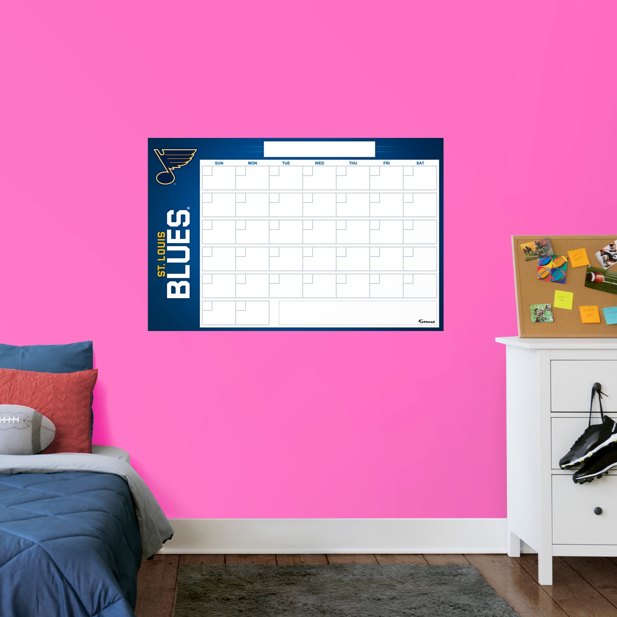 St. Louis Blues Dry Erase Calendar - Officially Licensed NHL Removable Wall Decal Giant Decal (57"W x 34"H) by Fathead | Vinyl