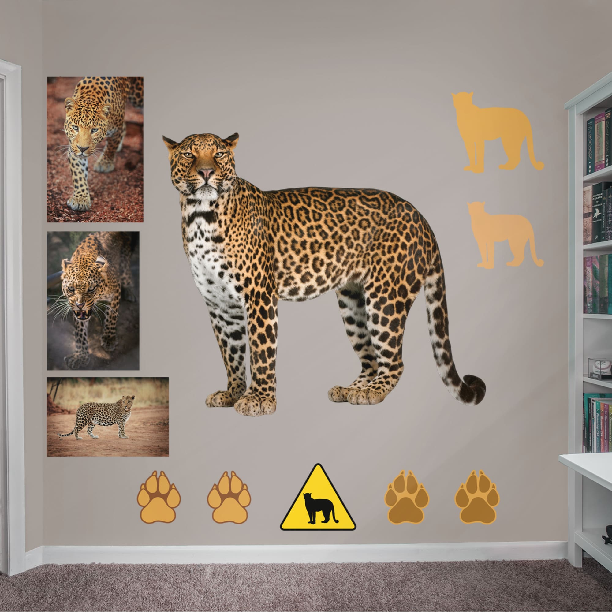 Jaguar - Removable Vinyl Decal Life-Size Animal + 10 Decals (55"W x 51"H) by Fathead