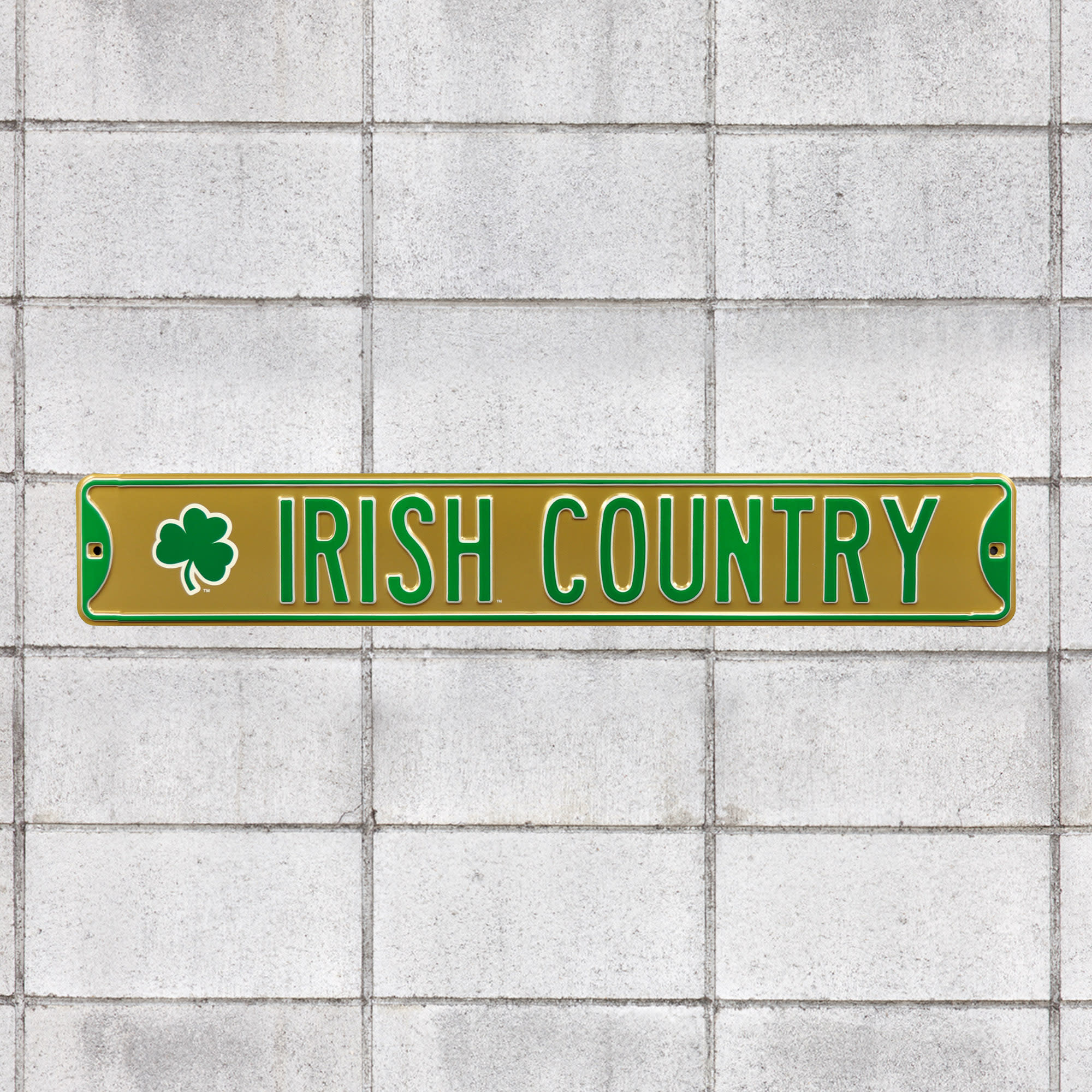 Notre Dame Fighting Irish: Irish Country - Officially Licensed Metal Street Sign 36.0"W x 6.0"H by Fathead | 100% Steel