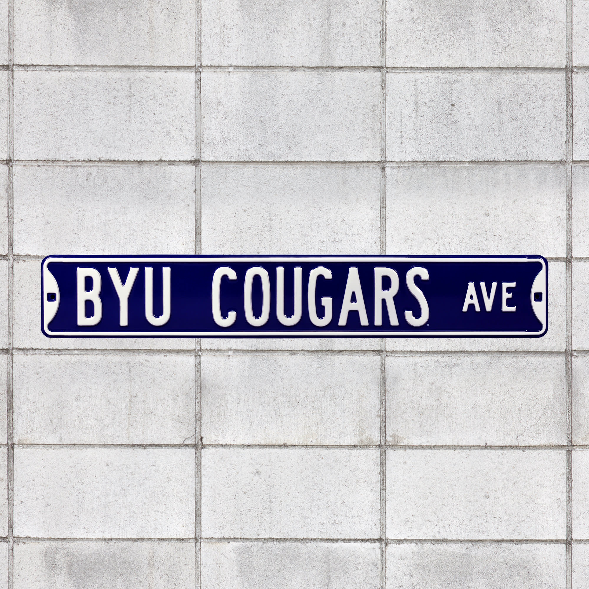 BYU Cougars: BYU Cougars Avenue - Officially Licensed Metal Street Sign 36.0"W x 6.0"H by Fathead | 100% Steel