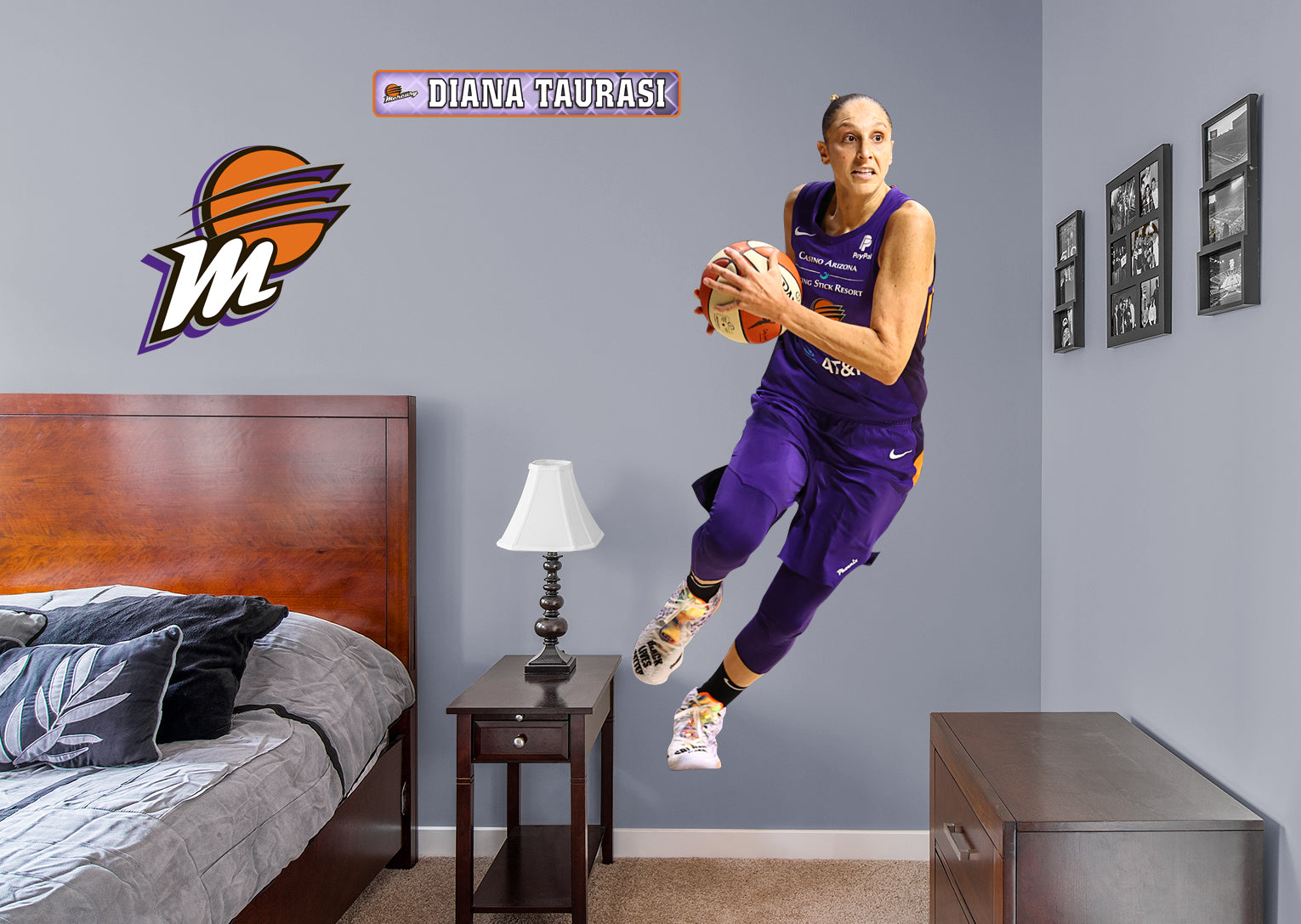 Diana Taurasi 2020 RealBig for Phoenix Mercury - Officially Licensed WNBA Removable Wall Decal Life-Size Athlete + 2 Decals (35"