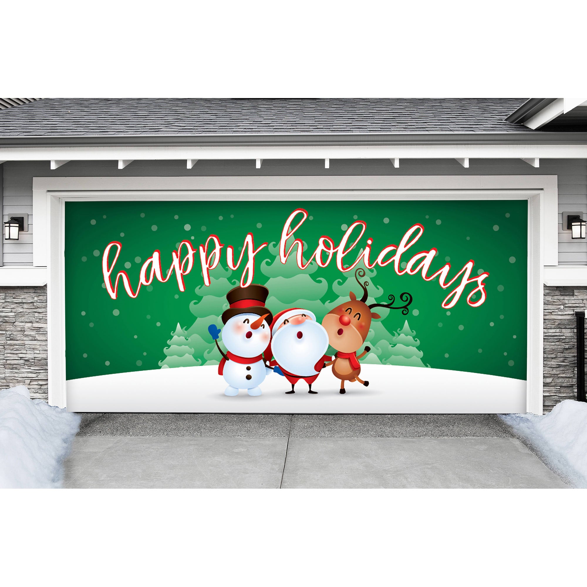 Christmas Characters: Happy Holidays - Garage Door Banner 16 x 8 Double by Fathead | Vinyl