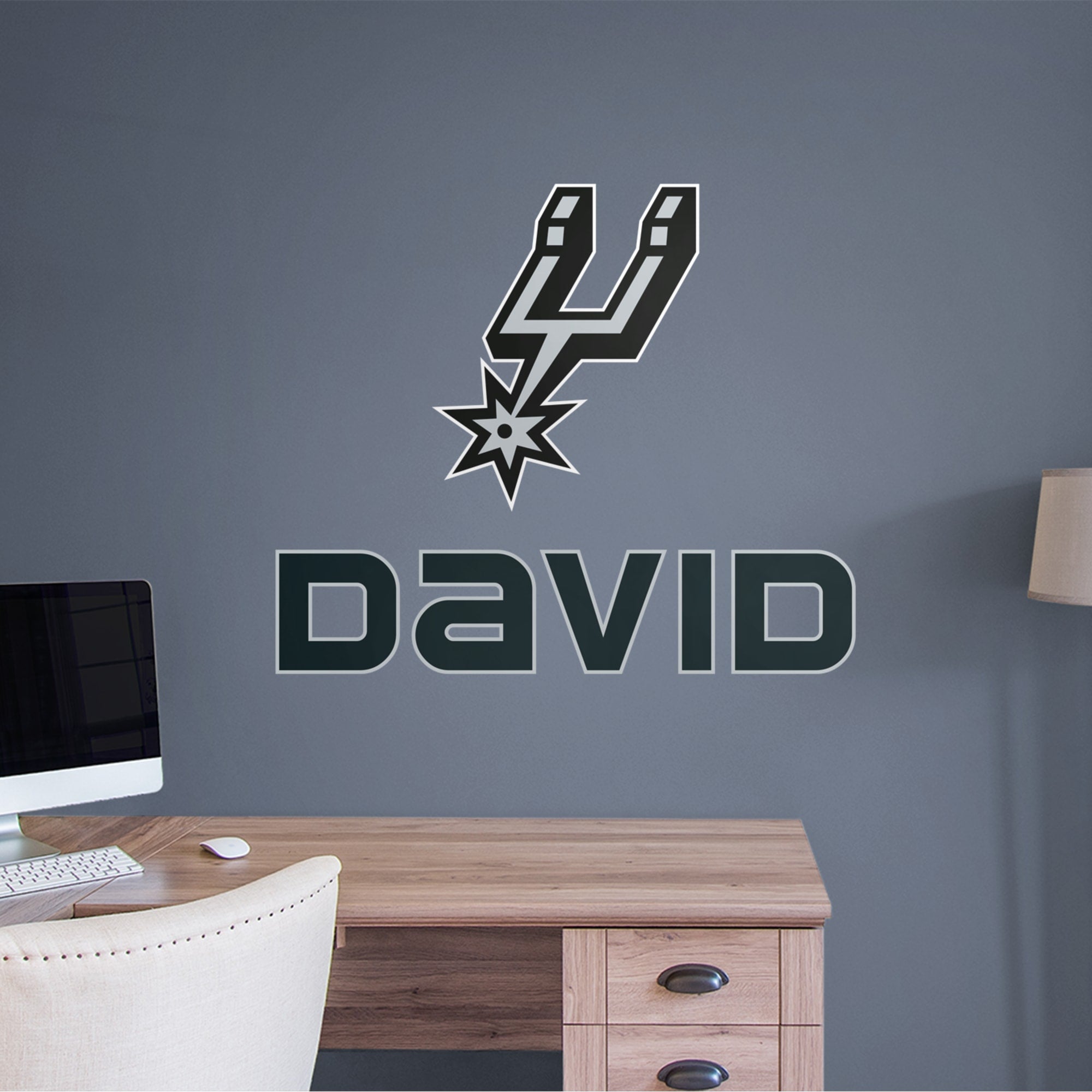 San Antonio Spurs: Stacked Personalized Name - Officially Licensed NBA Transfer Decal in Black (39.5"W x 52"H) by Fathead | Viny