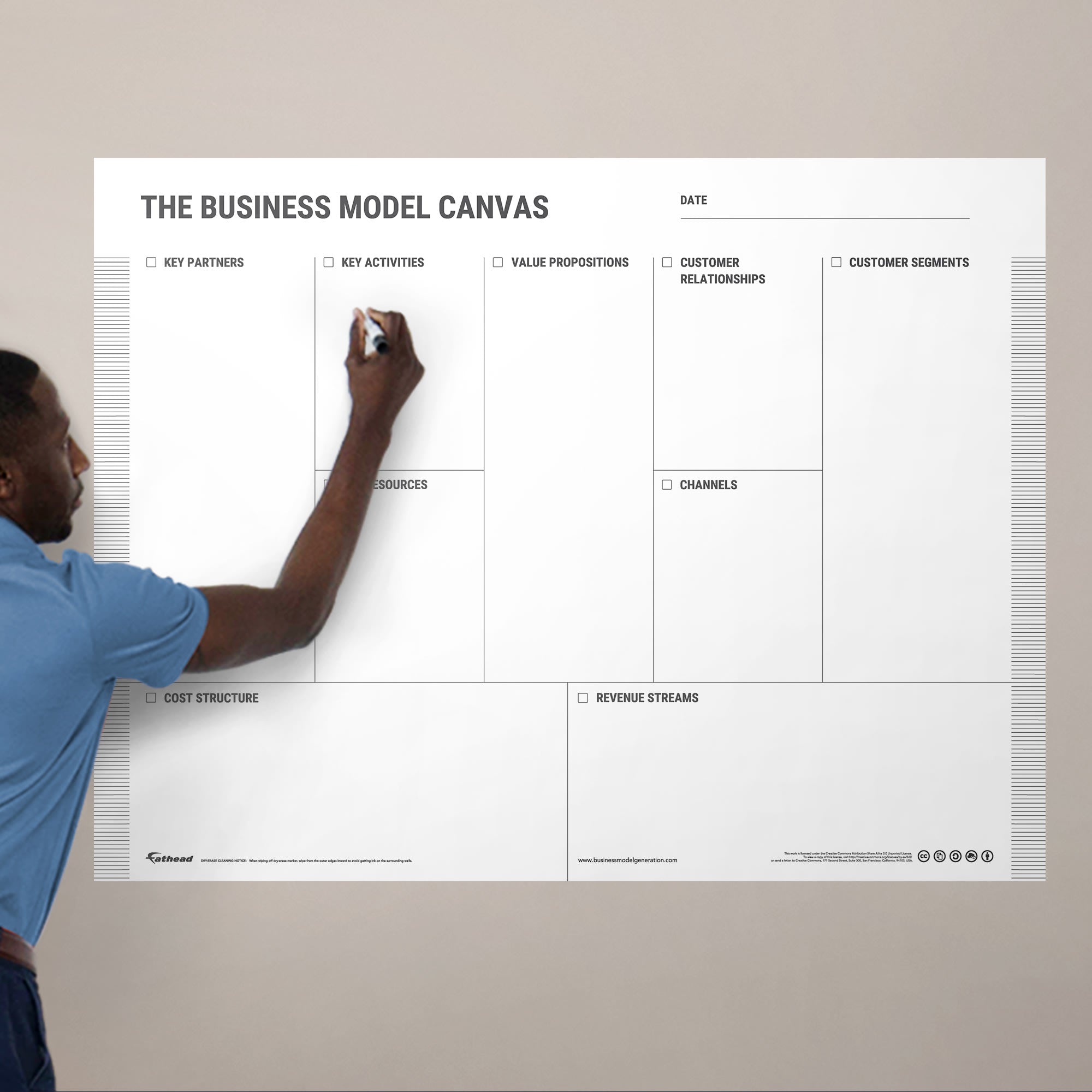 Business Model: Modern Design - Removable Dry Erase Vinyl Decal in Black (52"W x 40"H) by Fathead
