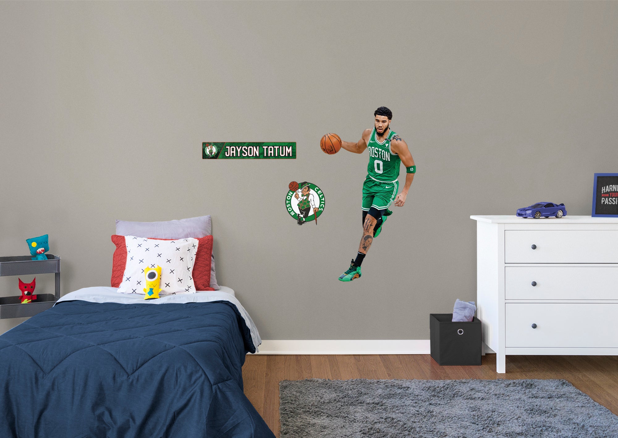 Jayson Tatum 2021 for Boston Celtics - Officially Licensed NBA Removable Wall Decal Giant Athlete + 2 Decals (27.5"W x 50"H) by