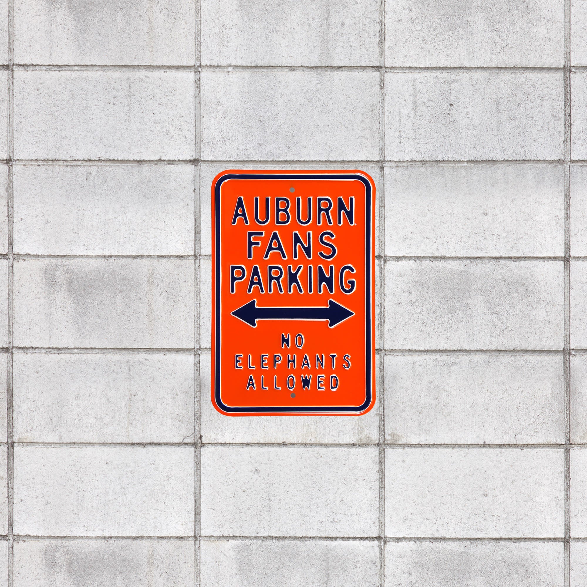 Auburn Tigers: No Elephants Parking - Officially Licensed Metal Street Sign 18.0"W x 12.0"H by Fathead | 100% Steel