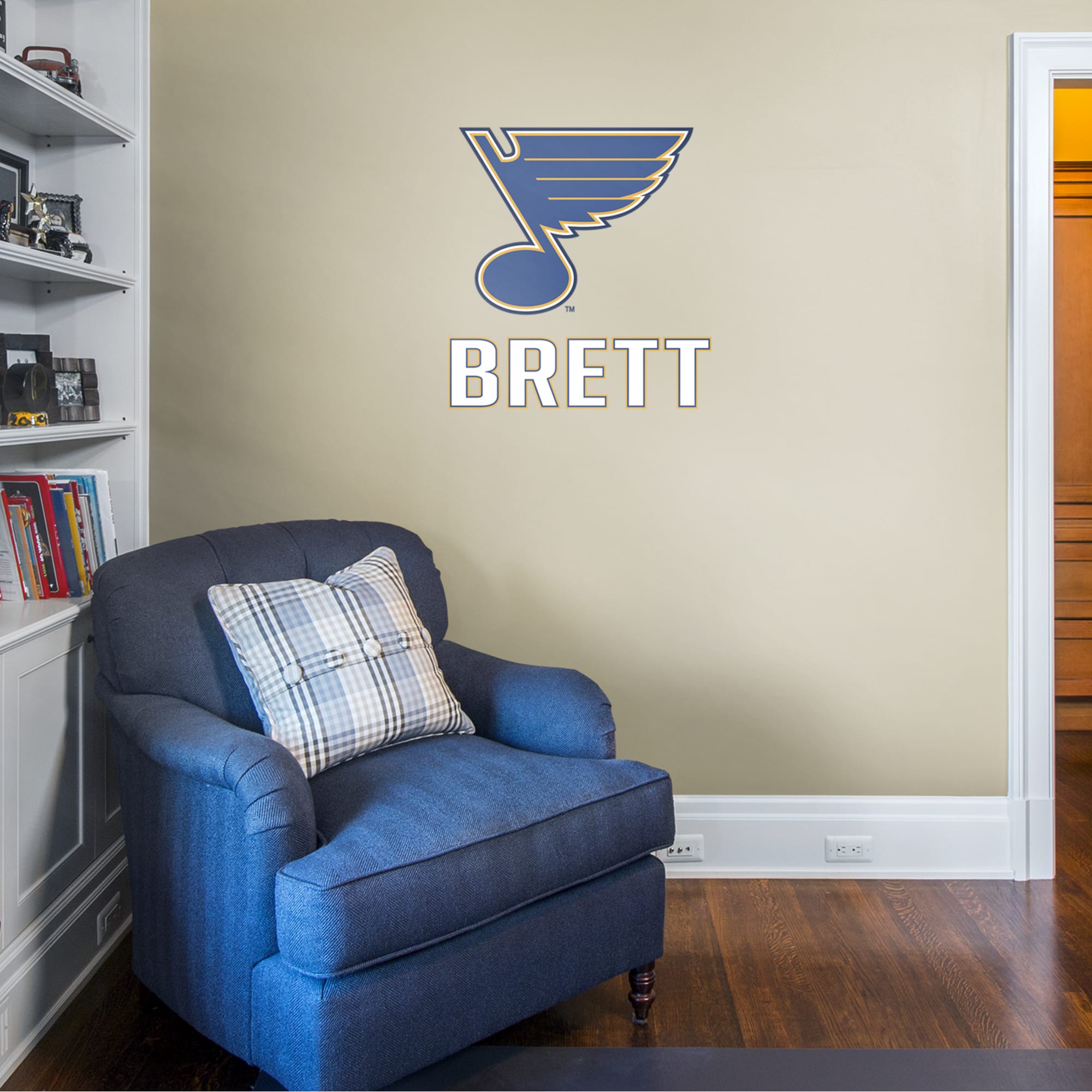 St. Louis Blues: Stacked Personalized Name - Officially Licensed NHL Transfer Decal in White (39.5"W x 52"H) by Fathead | Vinyl