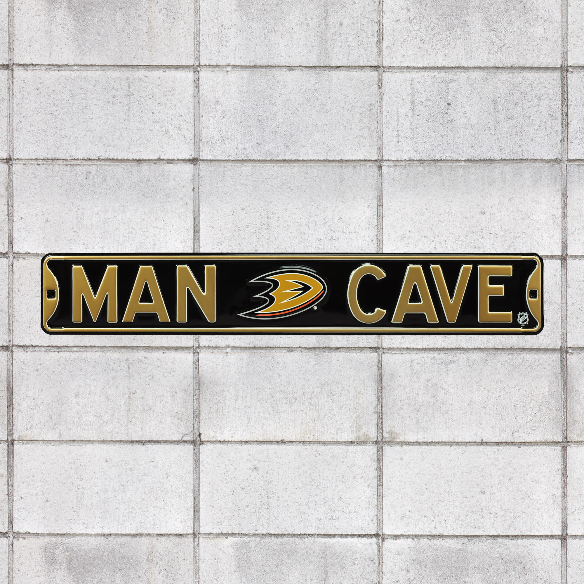 Anaheim Ducks: Man Cave - Officially Licensed NHL Metal Street Sign 36.0"W x 6.0"H by Fathead | 100% Steel