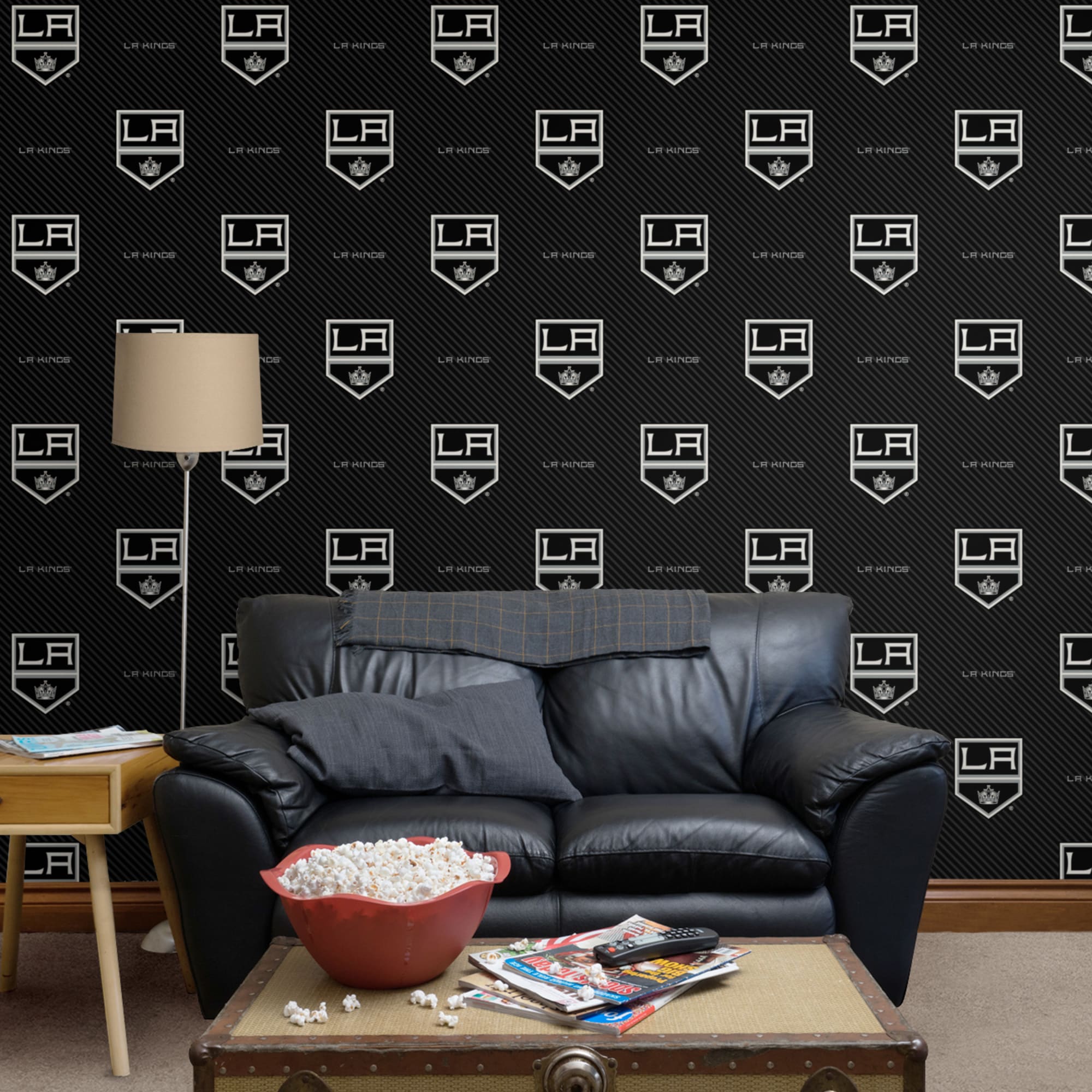 Los Angeles Kings: Stripes Pattern - Officially Licensed NHL Removable Wallpaper 12" x 12" Sample by Fathead | 100% Vinyl