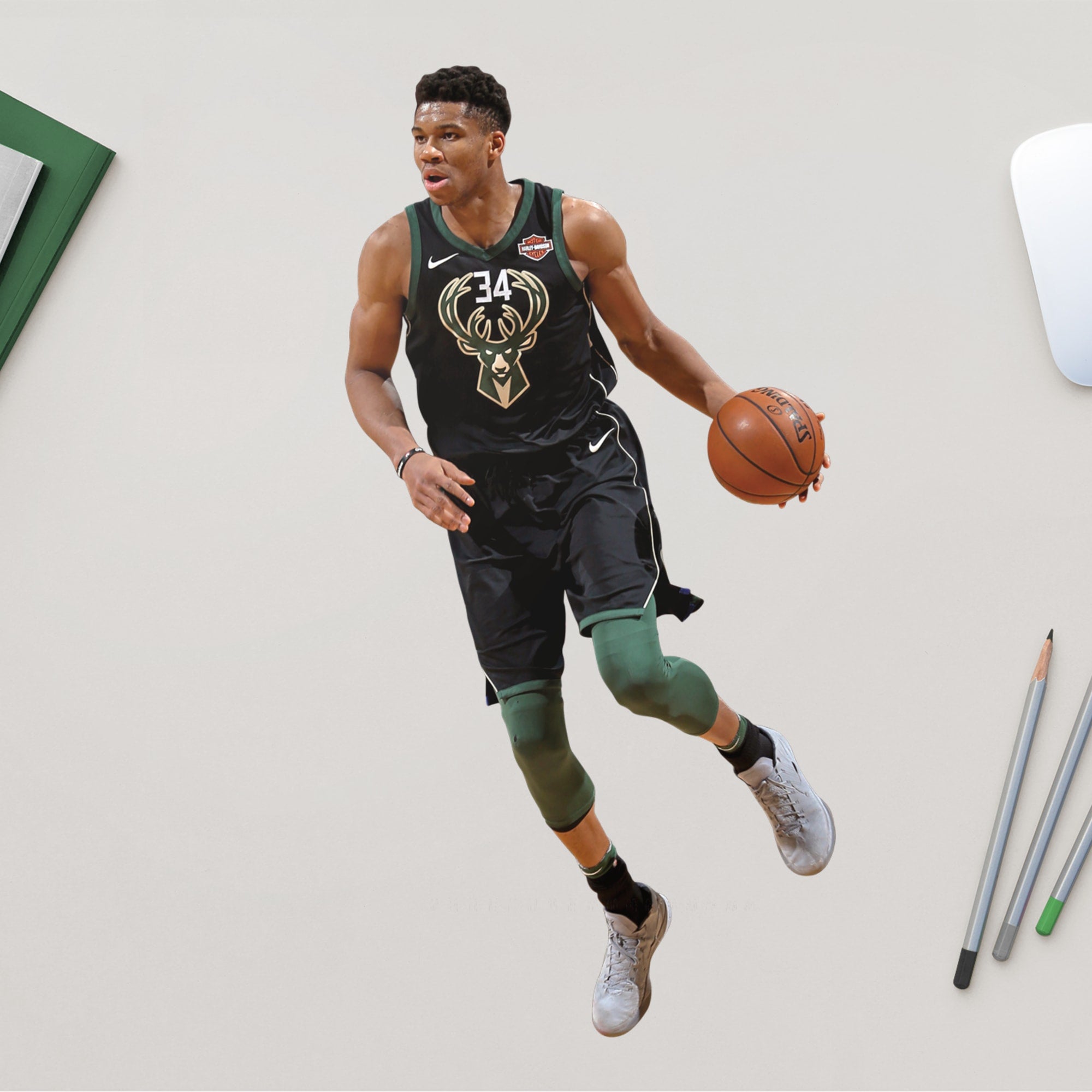 Giannis Antetokounmpo for Milwaukee Bucks - Officially Licensed NBA Removable Wall Decal 8.0"W x 17.0"H by Fathead | Vinyl