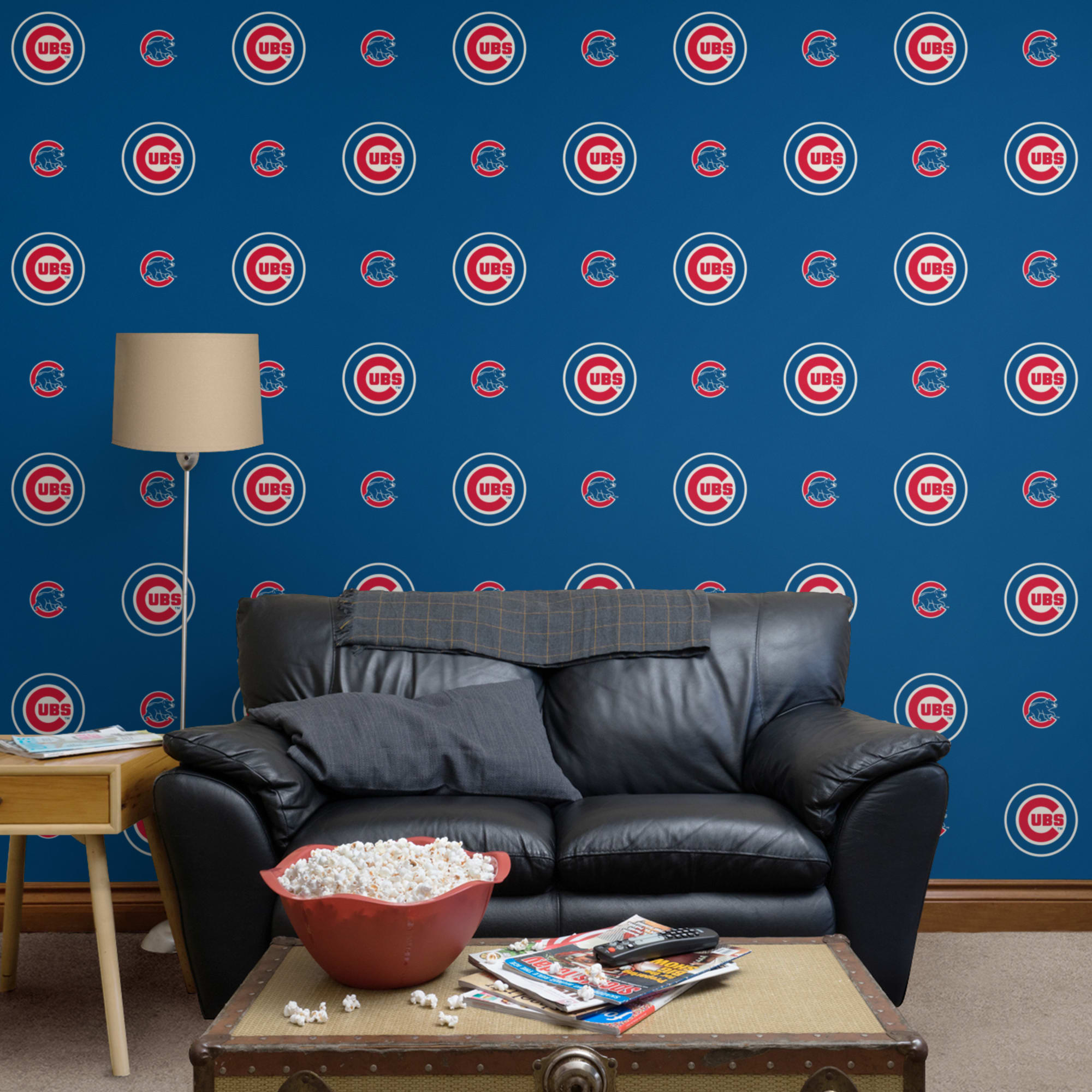Chicago Cubs: Logo Pattern - Officially Licensed Removable Wallpaper 12" x 12" Sample by Fathead