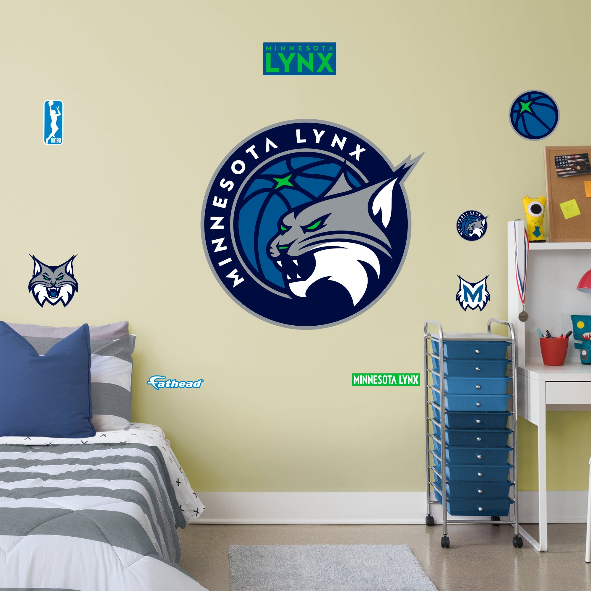 Minnesota Lynx: Logo - Officially Licensed WNBA Removable Wall Decal Giant + 8 Decals by Fathead | Vinyl