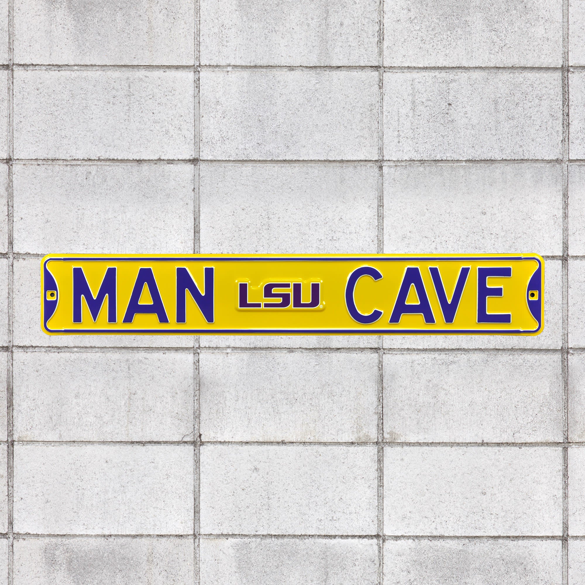 LSU Tigers: Man Cave - Officially Licensed Metal Street Sign 36.0"W x 6.0"H by Fathead | 100% Steel