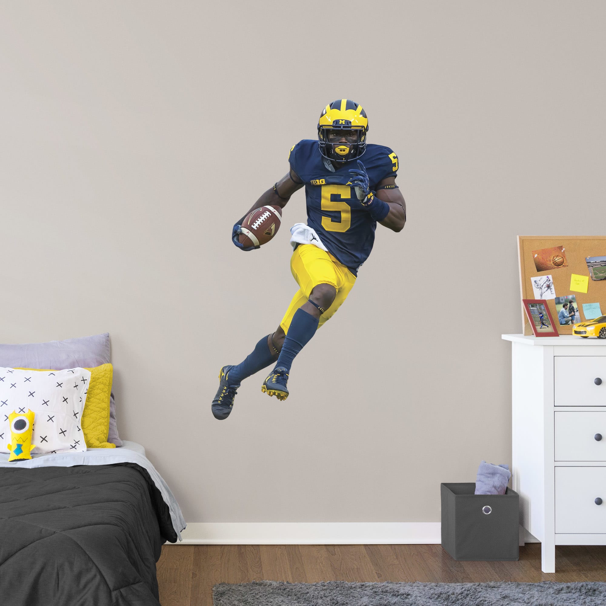 Jabrill Peppers for Michigan Wolverines: Michigan - Officially Licensed Removable Wall Decal Giant Athlete + 2 Decals (31"W x 51