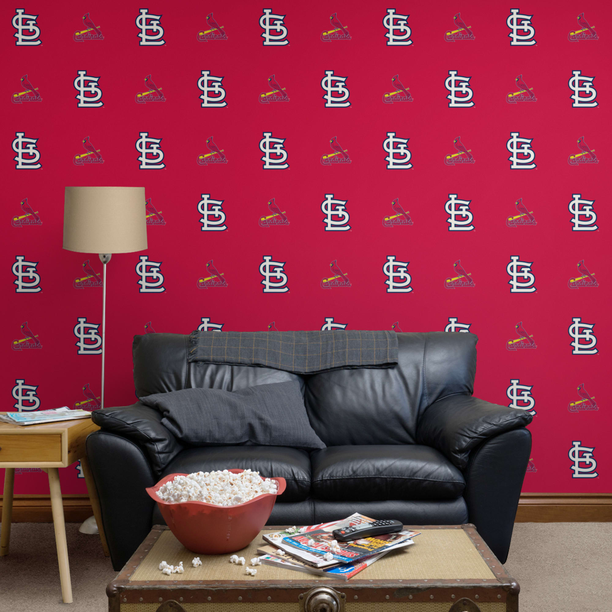 St. Louis Cardinals: Logo Pattern - Officially Licensed Removable Wallpaper 12" x 12" Sample by Fathead