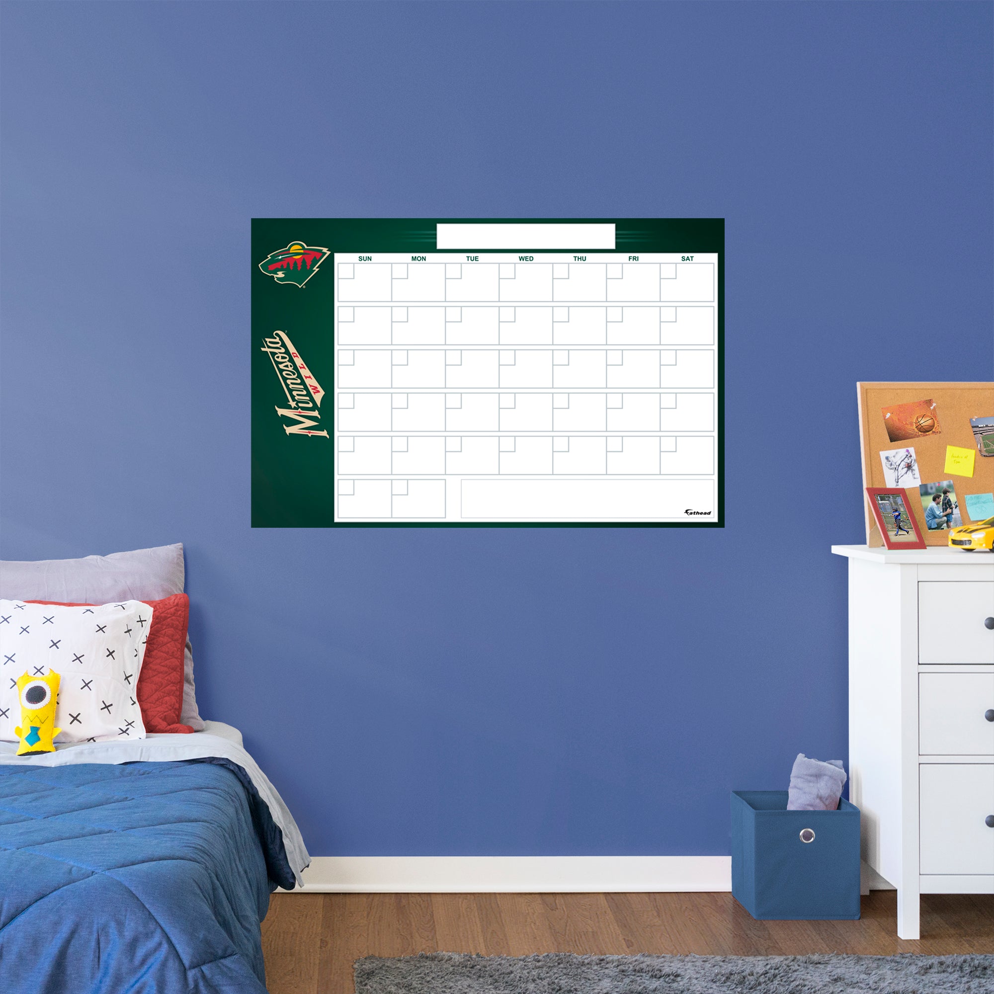 Minnesota Wild Dry Erase Calendar - Officially Licensed NHL Removable Wall Decal Giant Decal (57"W x 34"H) by Fathead | Vinyl