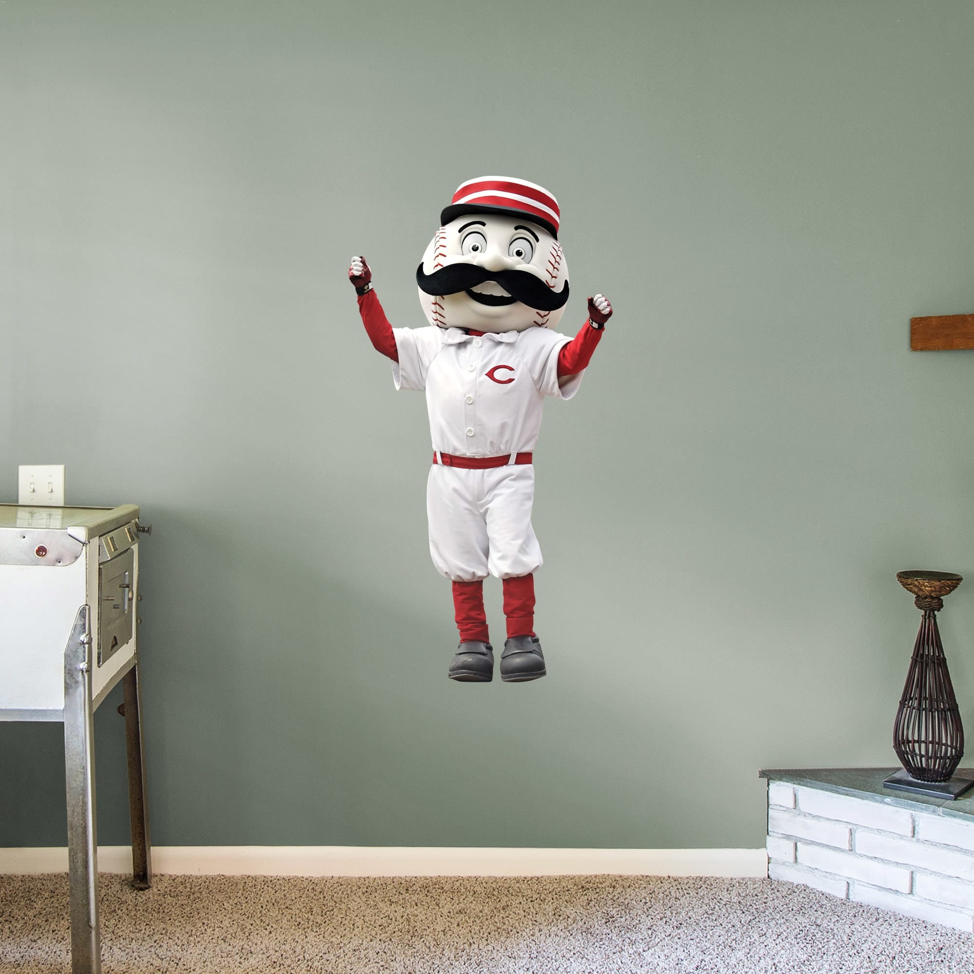 Cincinnati Reds: Mr. Redlegs Mascot - Officially Licensed MLB Removable Wall Decal Giant Mascot + 2 Decals (27"W x 51"H) by Fath