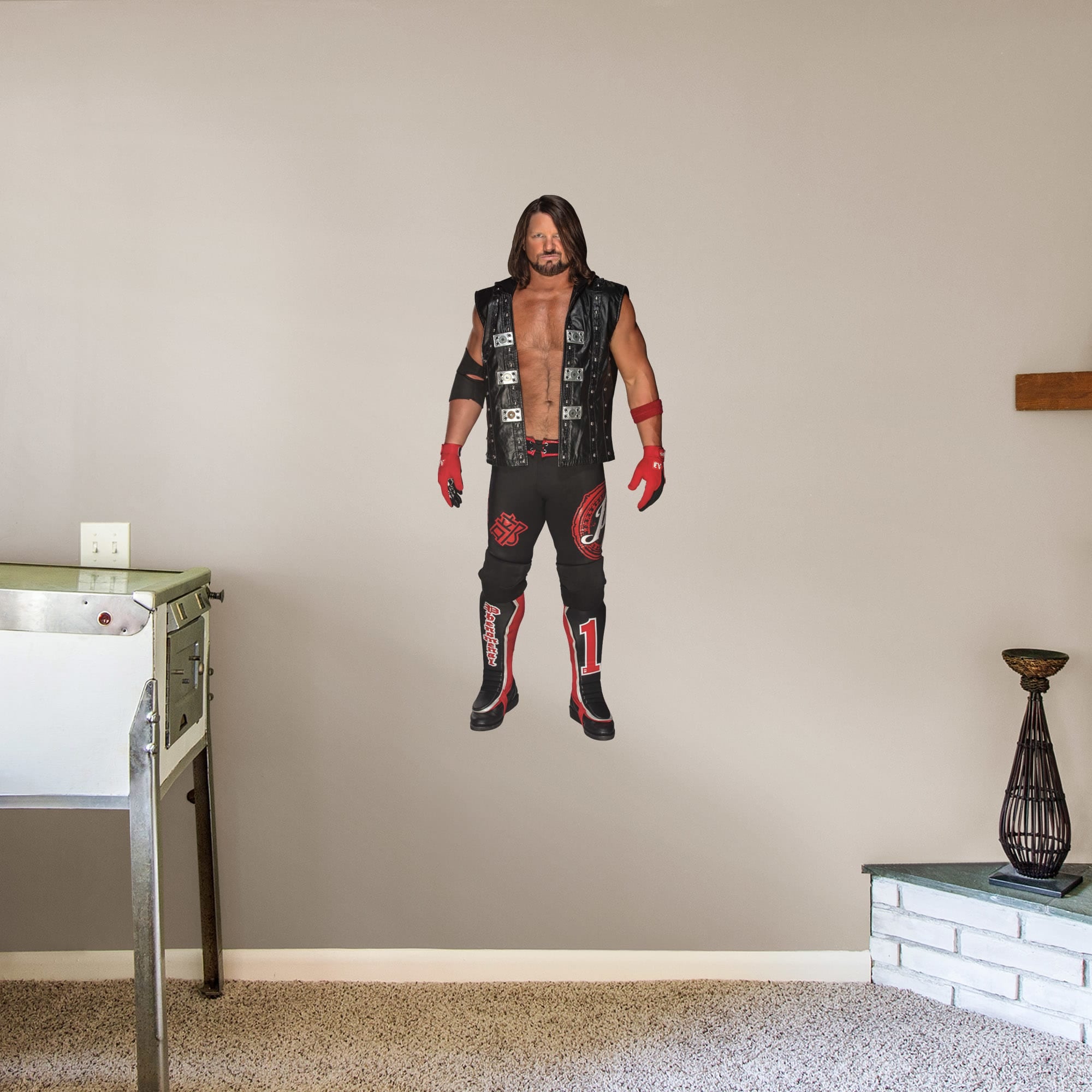 AJ Styles for WWE - Officially Licensed Removable Wall Decal Giant Superstar + 2 Decals (21"W x 51"H) by Fathead | Vinyl