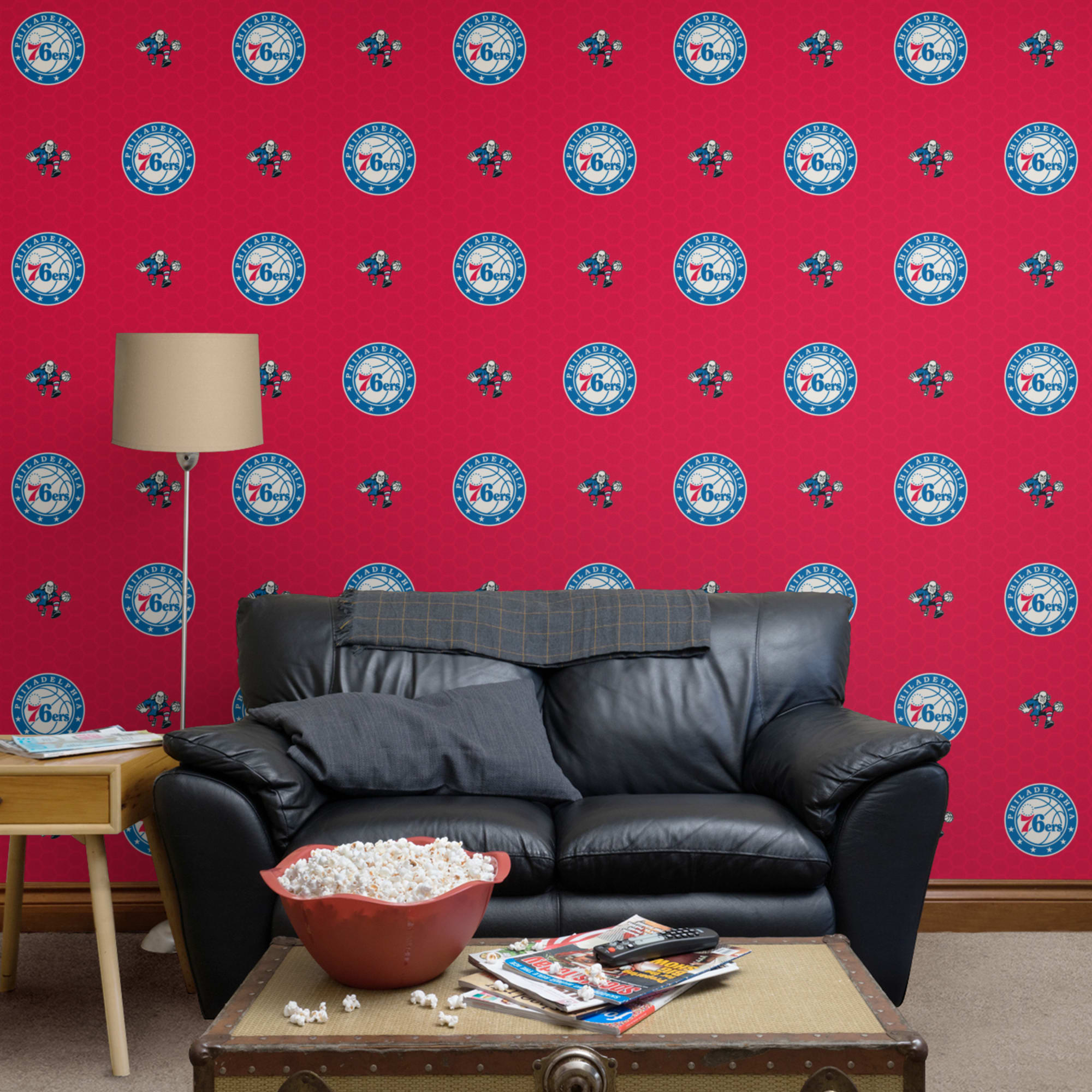 Philadelphia 76ers: Logo Pattern - Officially Licensed Removable Wallpaper 12" x 12" Sample by Fathead | 100% Vinyl