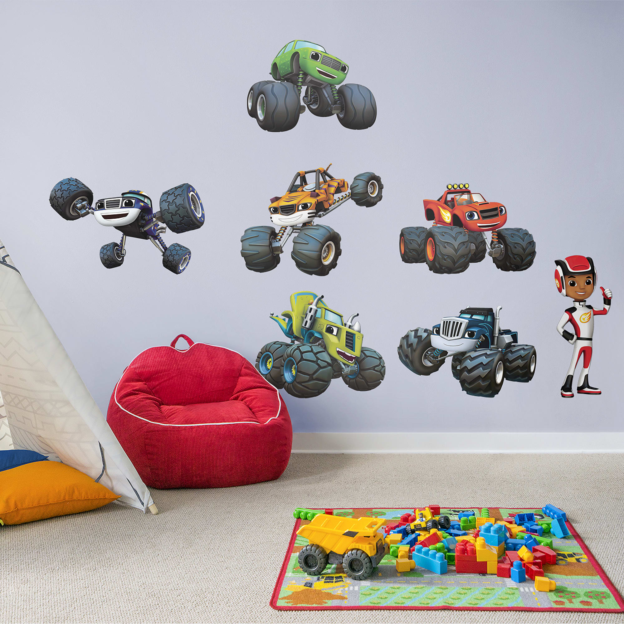 Blaze and the Monster Machines: Trucks Collection - Officially Licensed Removable Wall Decals 79.0"W x 52.0"H by Fathead | Vinyl