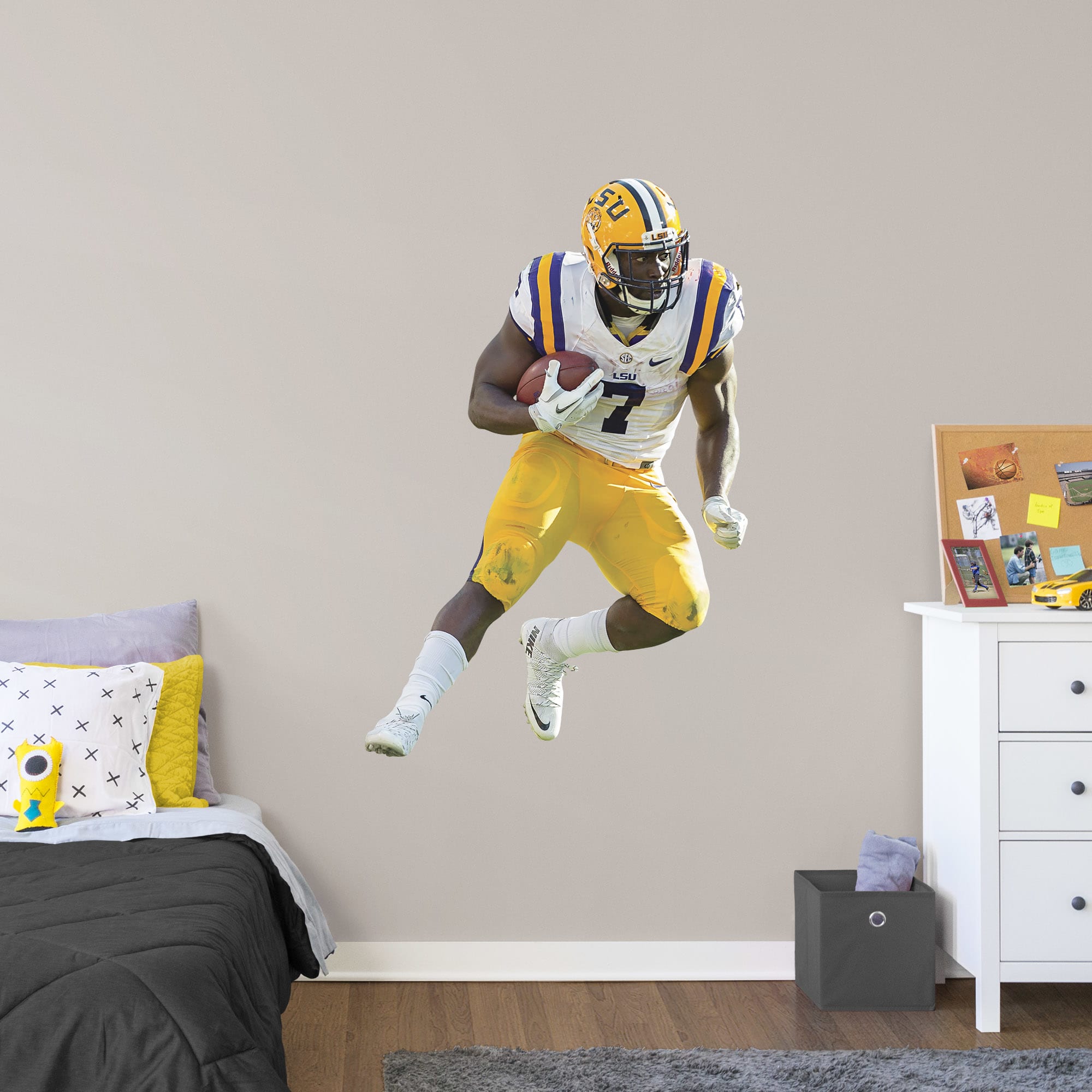 Leonard Fournette for LSU Tigers: LSU - Officially Licensed Removable Wall Decal Giant Athlete + 2 Decals (34"W x 51"H) by Fathe