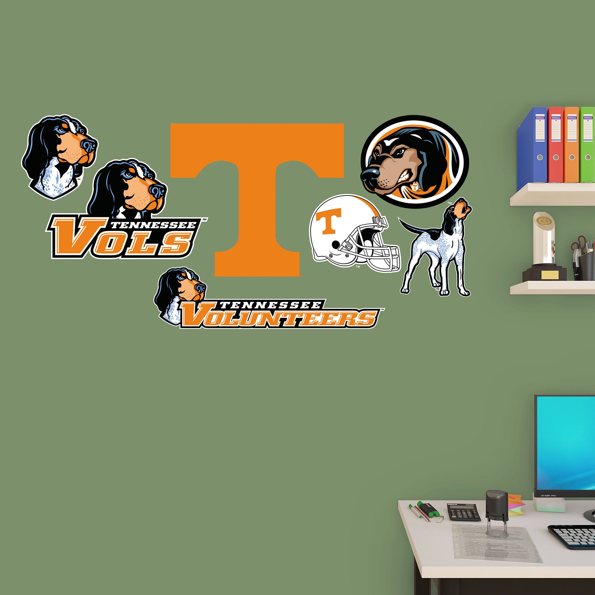 Tennessee Volunteers: Logo Assortment - Officially Licensed Removable Wall Decals 75"W x 39.5"H by Fathead | Vinyl