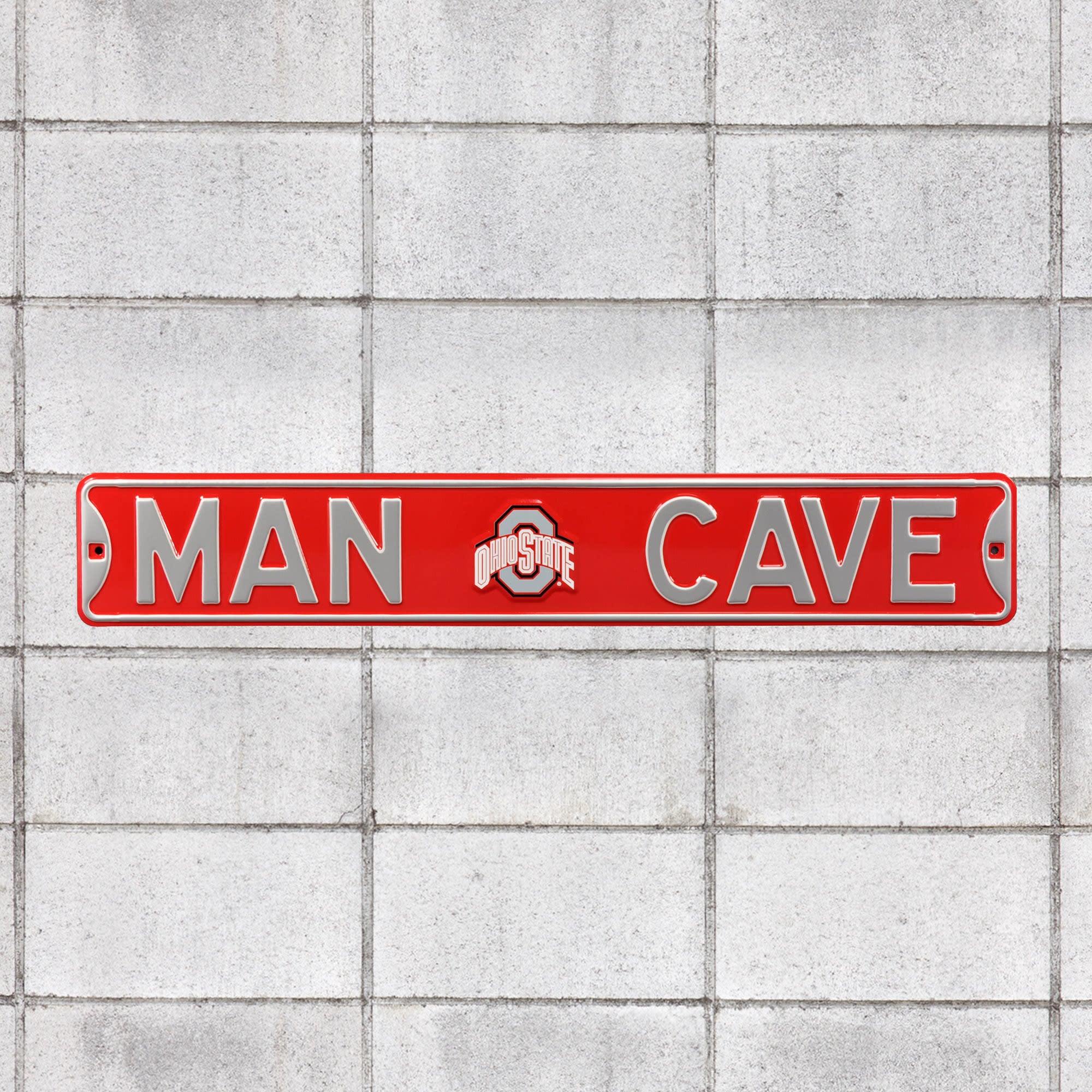 Ohio State Buckeyes: Man Cave - Officially Licensed Metal Street Sign 36.0"W x 6.0"H by Fathead | 100% Steel