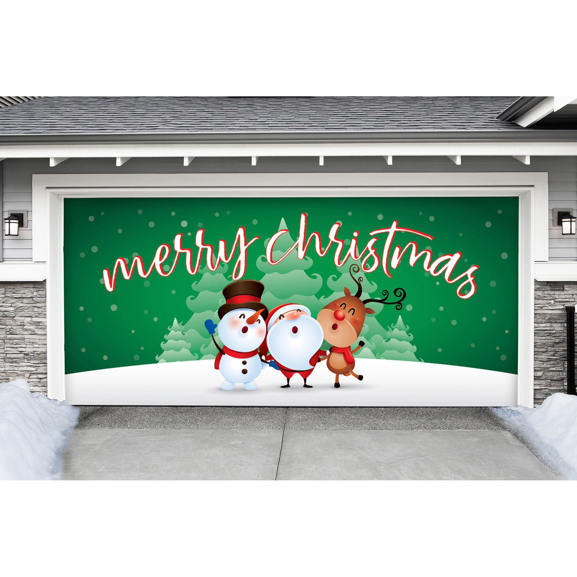 Christmas Characters: Merry Christmas - Garage Door Banner 16 x 8 Double by Fathead | Vinyl