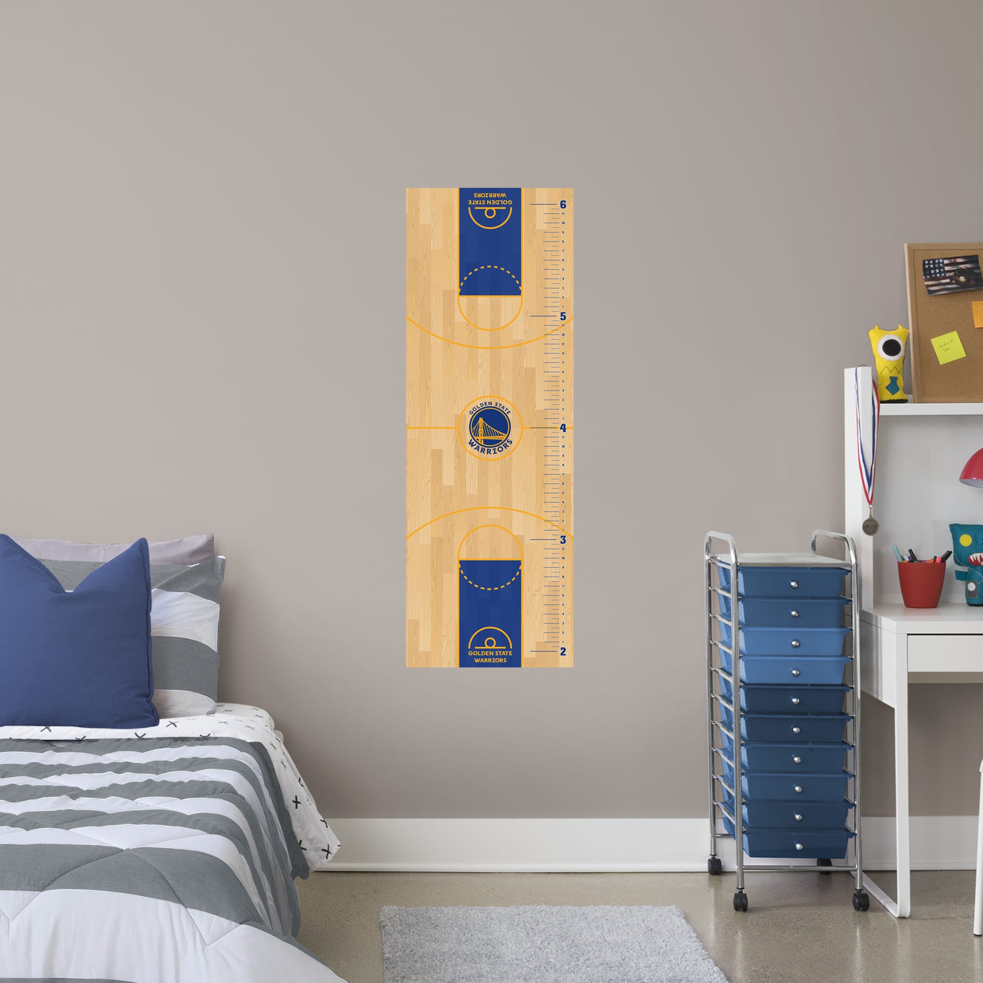 Golden State Warriors: Growth Chart - Officially Licensed NBA Removable Wall Decal 17.5"W x 51.0"H by Fathead | Vinyl