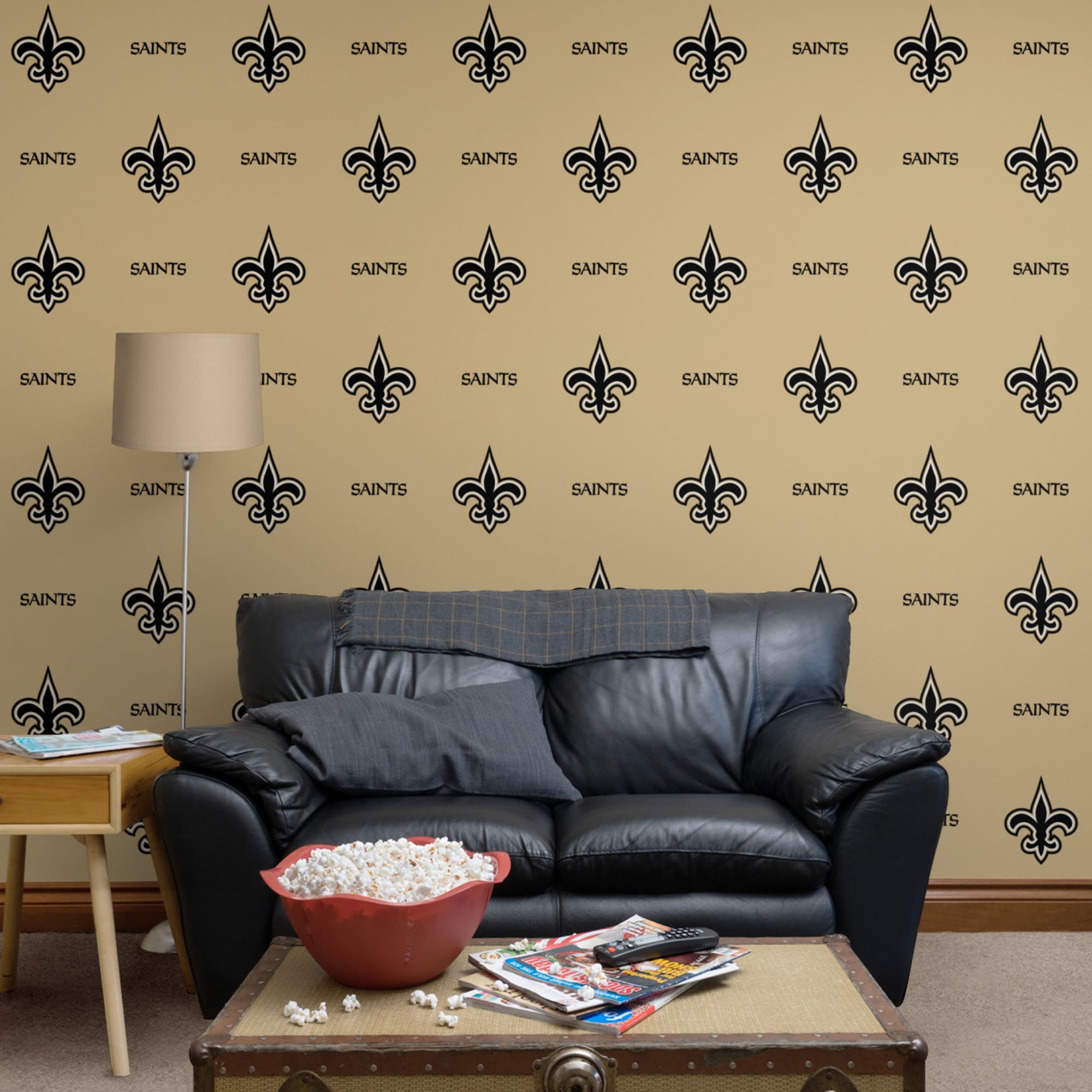 New Orleans Saints: Line Pattern - Officially Licensed NFL Removable Wallpaper 12" x 12" Sample by Fathead