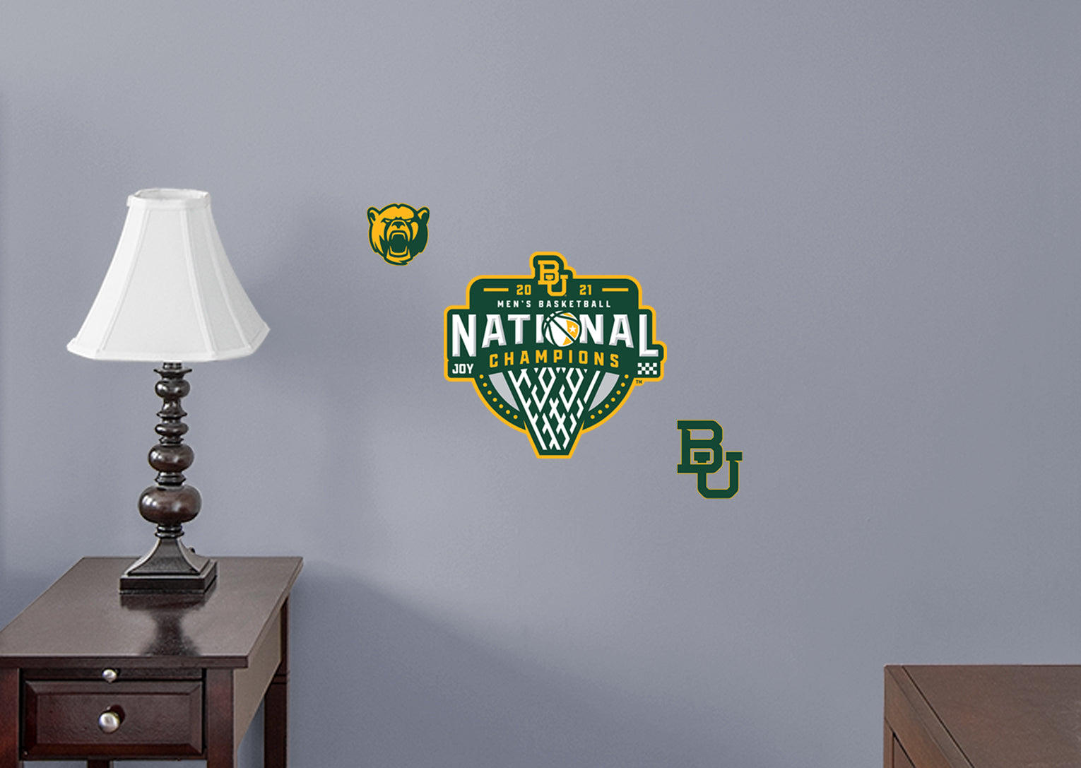 Baylor Bears 2021 Mens Basketball Champions Logo - Officially Licensed NCAA Removable Wall Decal Large by Fathead | Vinyl