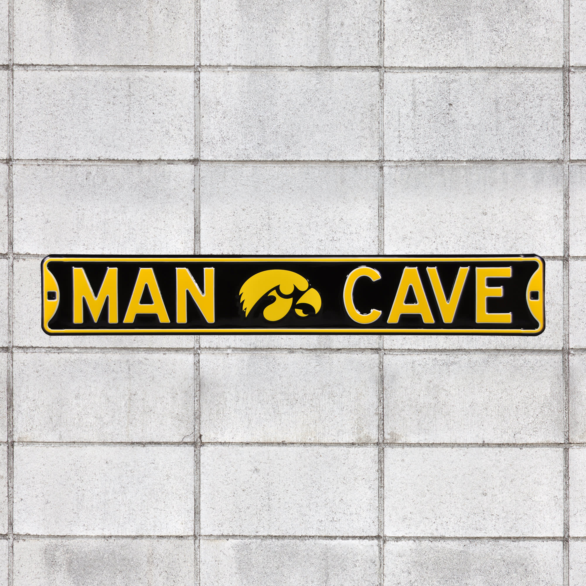 Iowa Hawkeyes: Man Cave - Officially Licensed Metal Street Sign 36.0"W x 6.0"H by Fathead | 100% Steel