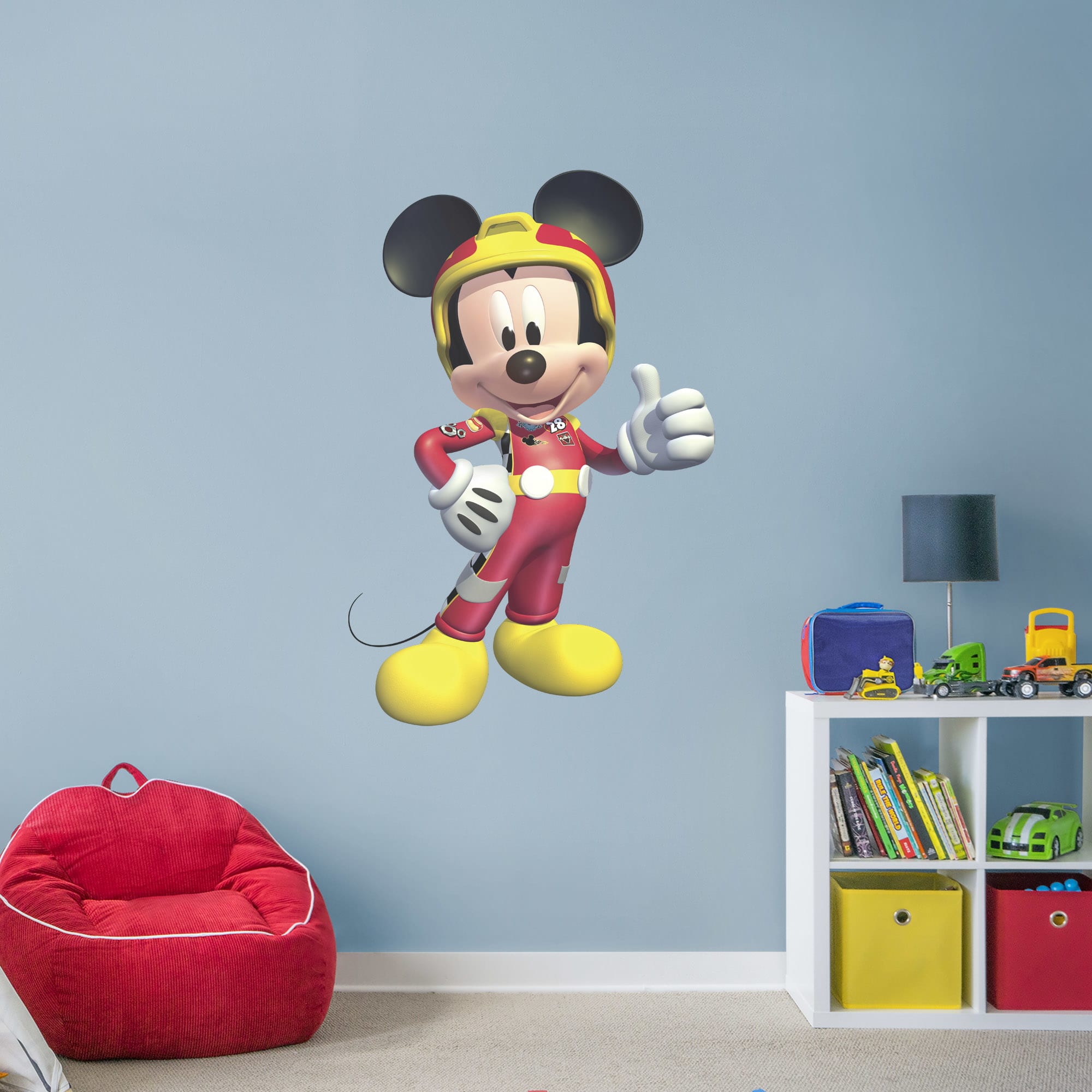 Mickey and the Roadster Racers: Mickey Mouse - Officially Licensed Disney Removable Wall Decal Giant Character + 2 Decals (35"W