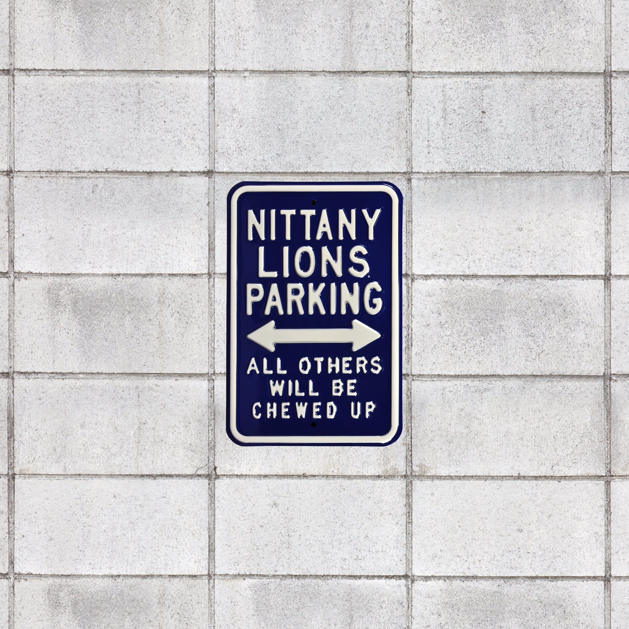 Penn State Nittany Lions: Chewed Up Parking - Officially Licensed Metal Street Sign 18.0"W x 12.0"H by Fathead | 100% Steel