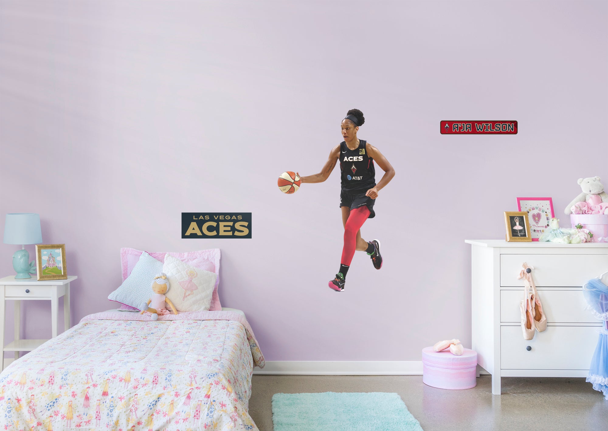 AJa Wilson 2021 for Las Vegas Aces - Officially Licensed WNBA Removable Wall Decal Giant Athlete + 2 Decals (37"W x 51"H) by Fa